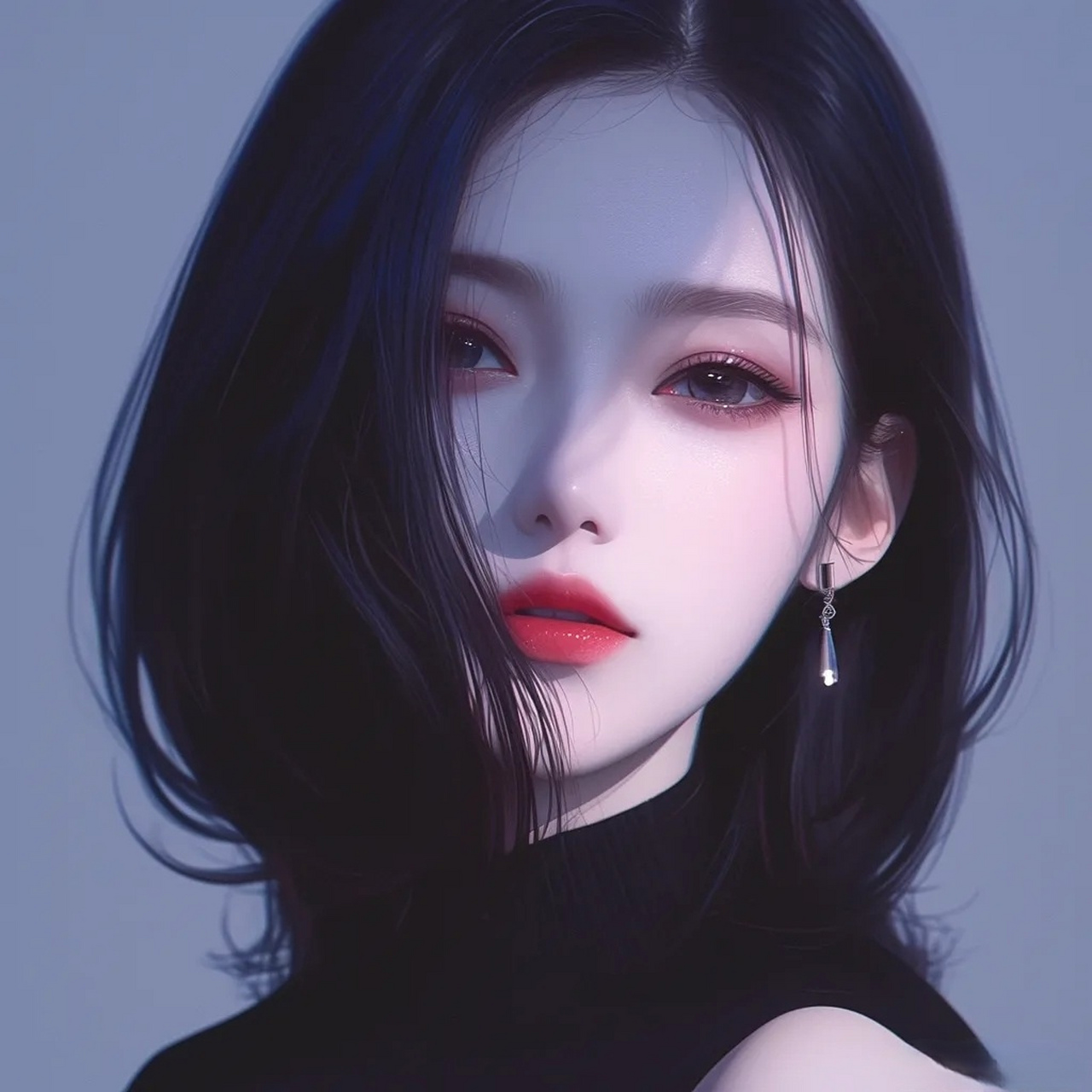 动漫头像和壁纸# 清冷纯欲风黑色系短发女生头像 ​​​