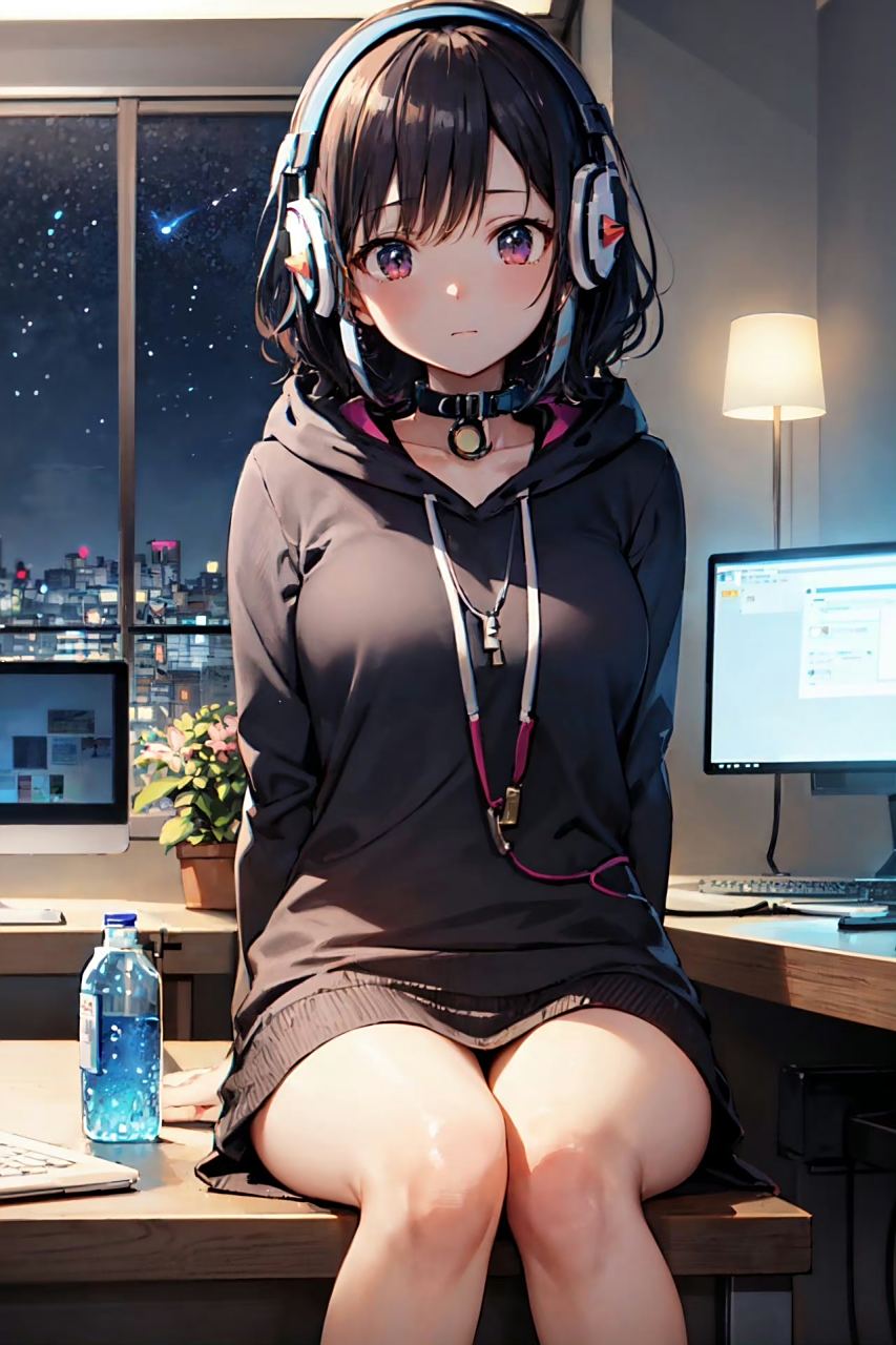 喜欢听音乐的少女#ai艺术季