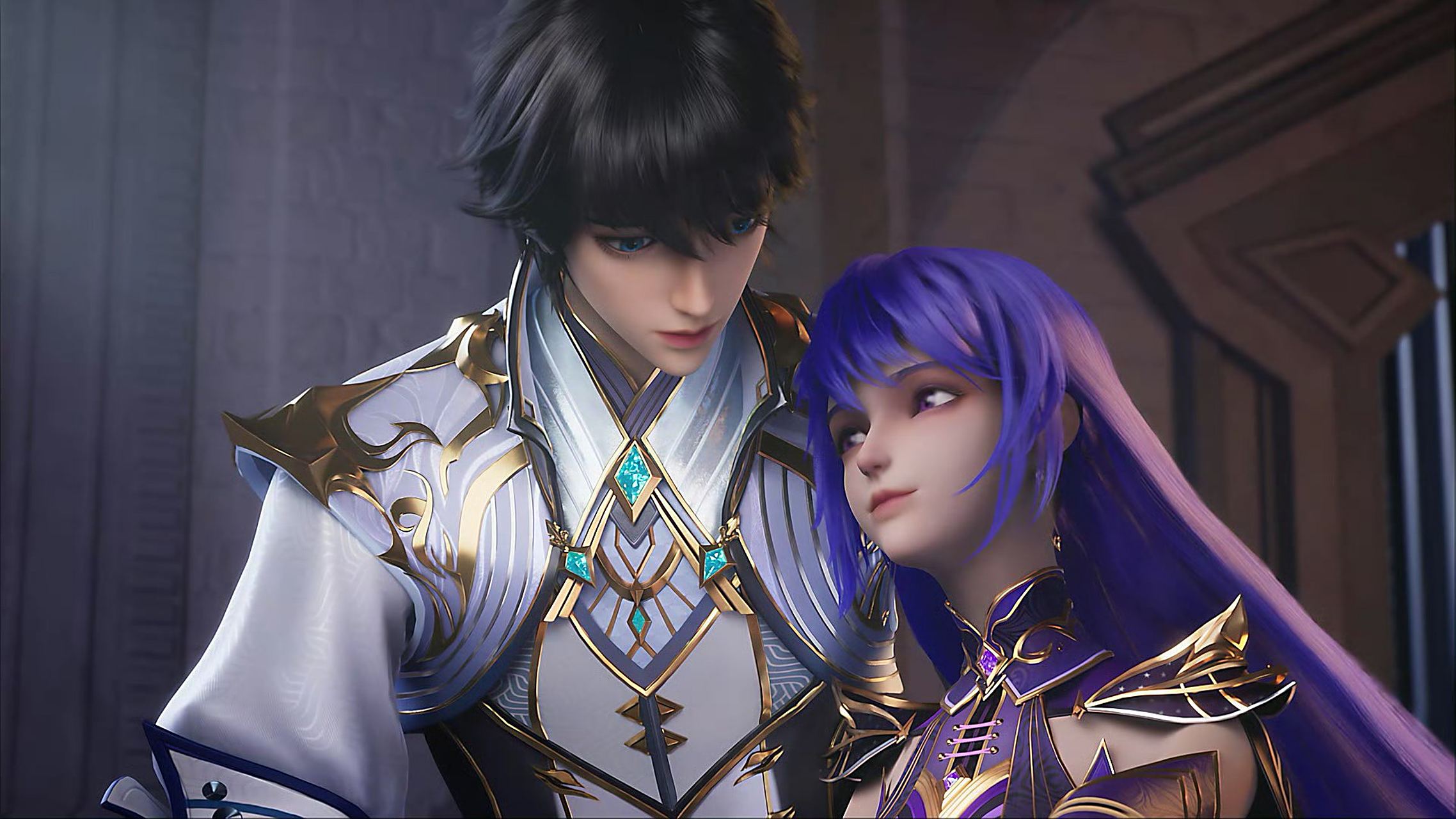 斗罗大陆# #神印王座# 龙皓晨与圣采儿的甜蜜时刻,这对情侣太惹人