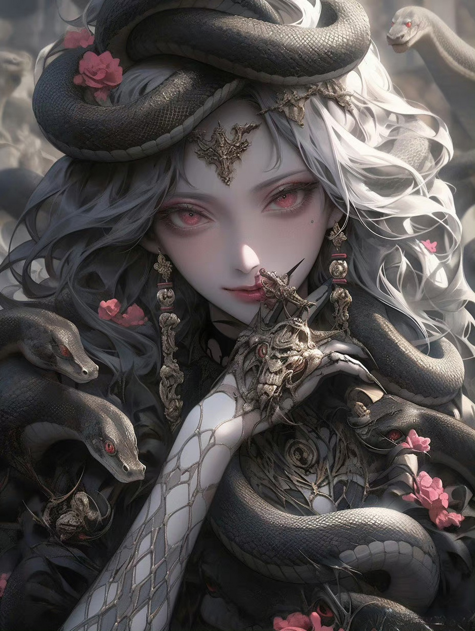 ai绘画# 精美蛇女,犹如美杜莎一般