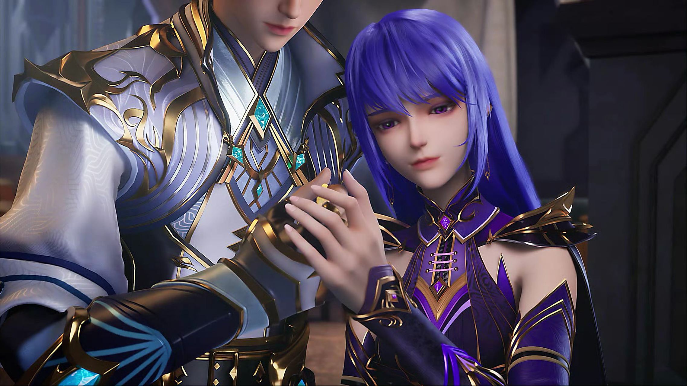 斗罗大陆# #神印王座# 龙皓晨与圣采儿的甜蜜时刻,这对情侣太惹人