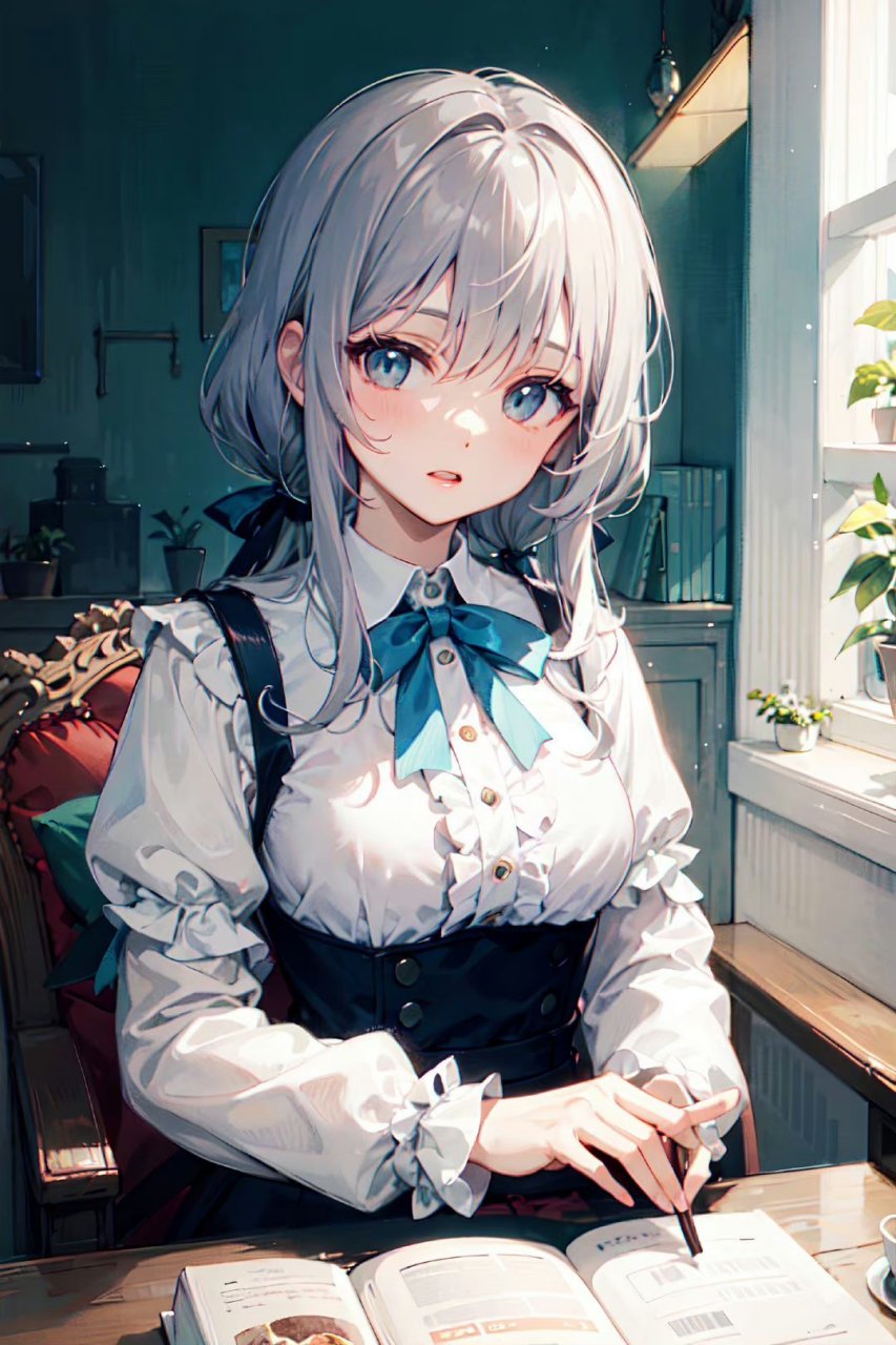 ai绘画# 银发少女