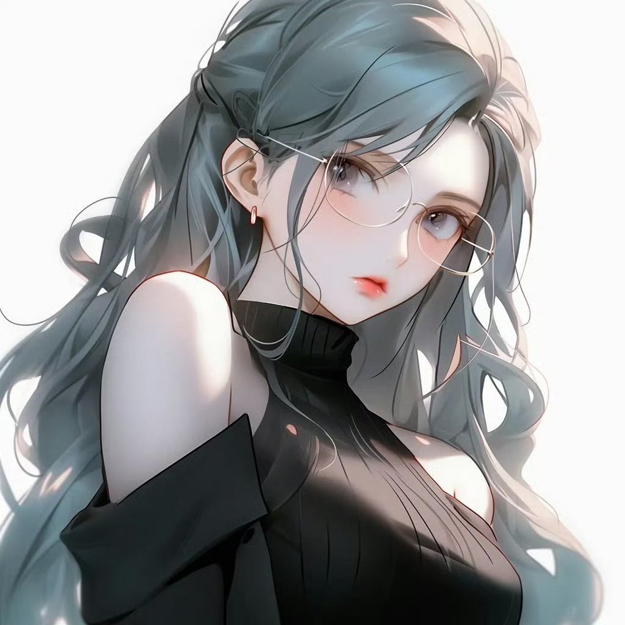 动漫头像和壁纸# 冷艳气质戴眼镜系列女生头像 676767#九月