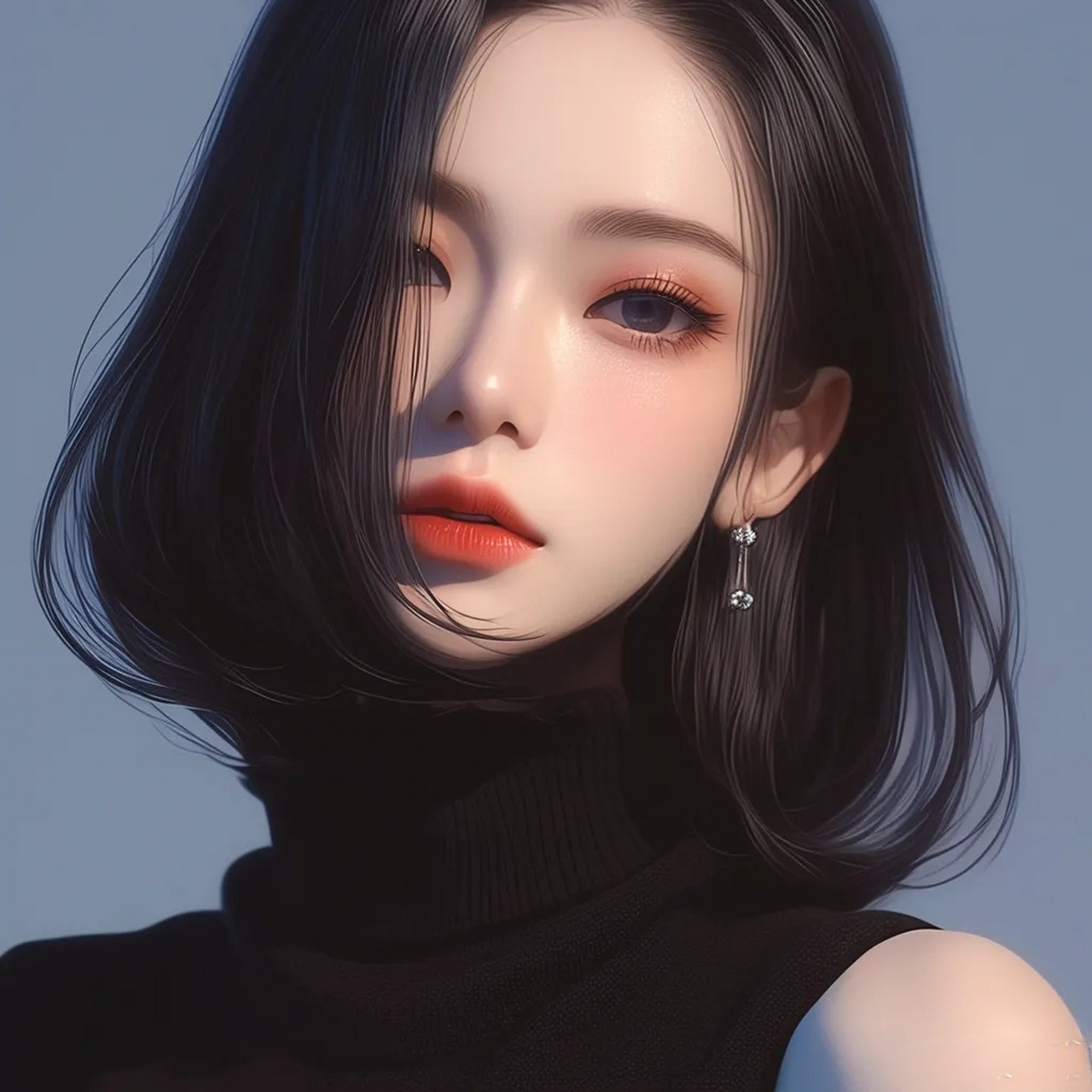 动漫头像和壁纸# 清冷纯欲风黑色系短发女生头像 676767