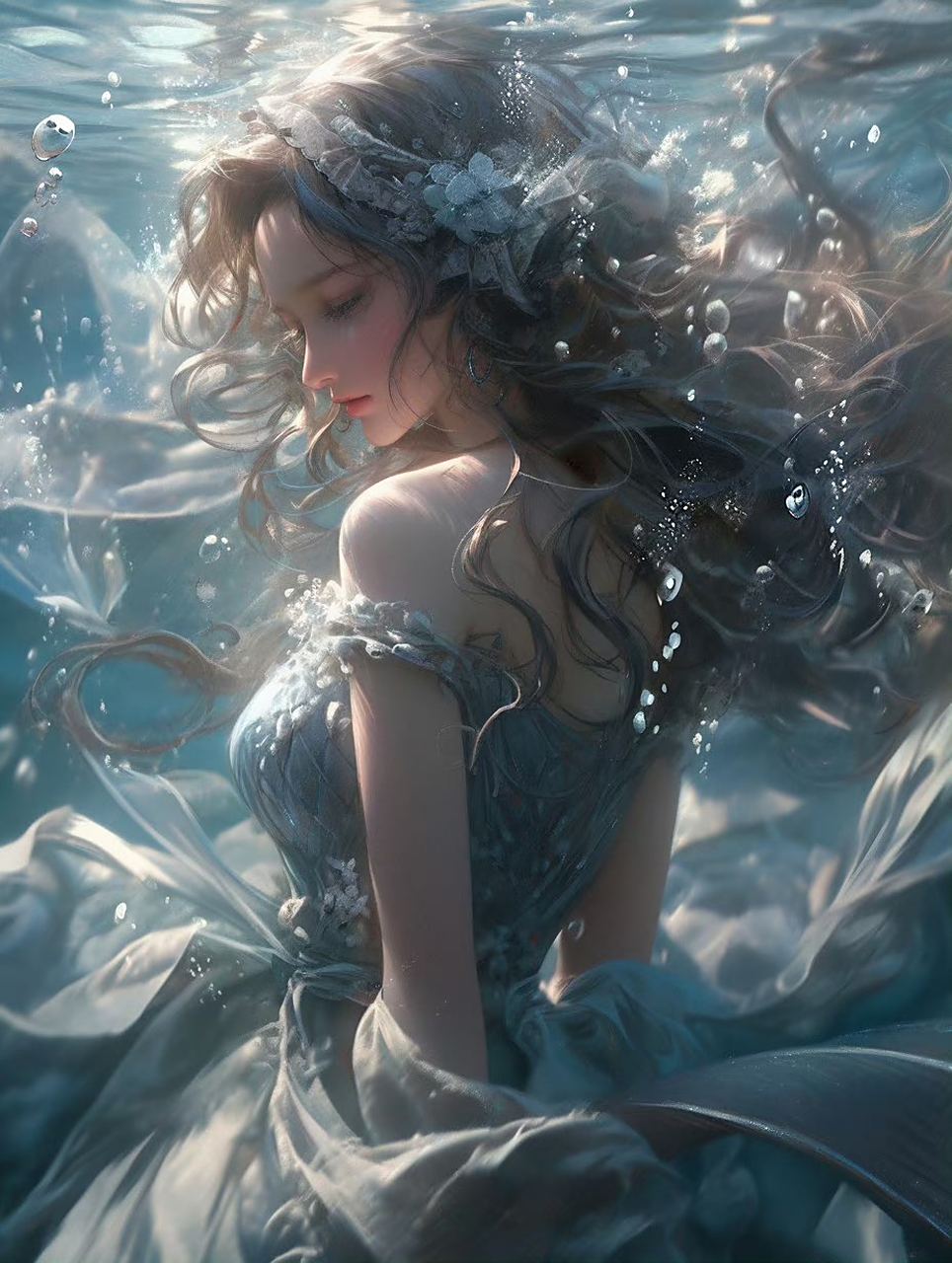 百度ai绘图黑科技# 美人鱼图来袭,你会喜欢上她们吗?