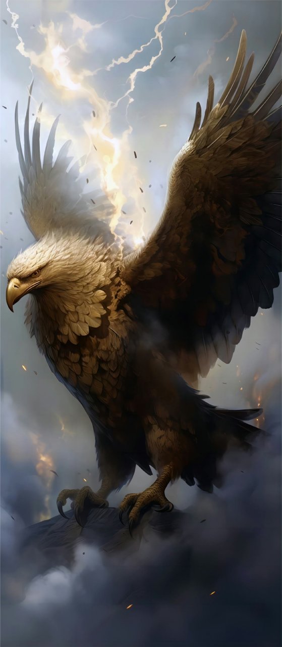 雄鹰展翅翱翔星空