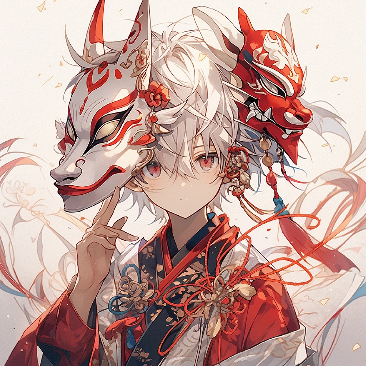 动漫头像和壁纸# 狐狸面具男生专属头像,等待你来领取哦!