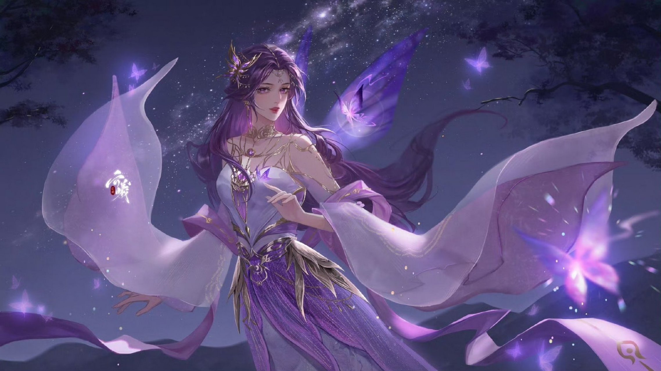 国漫女神# #完美世界# 亭亭玉立,宁静若幽兰,紫衣飘舞间,若广寒仙子