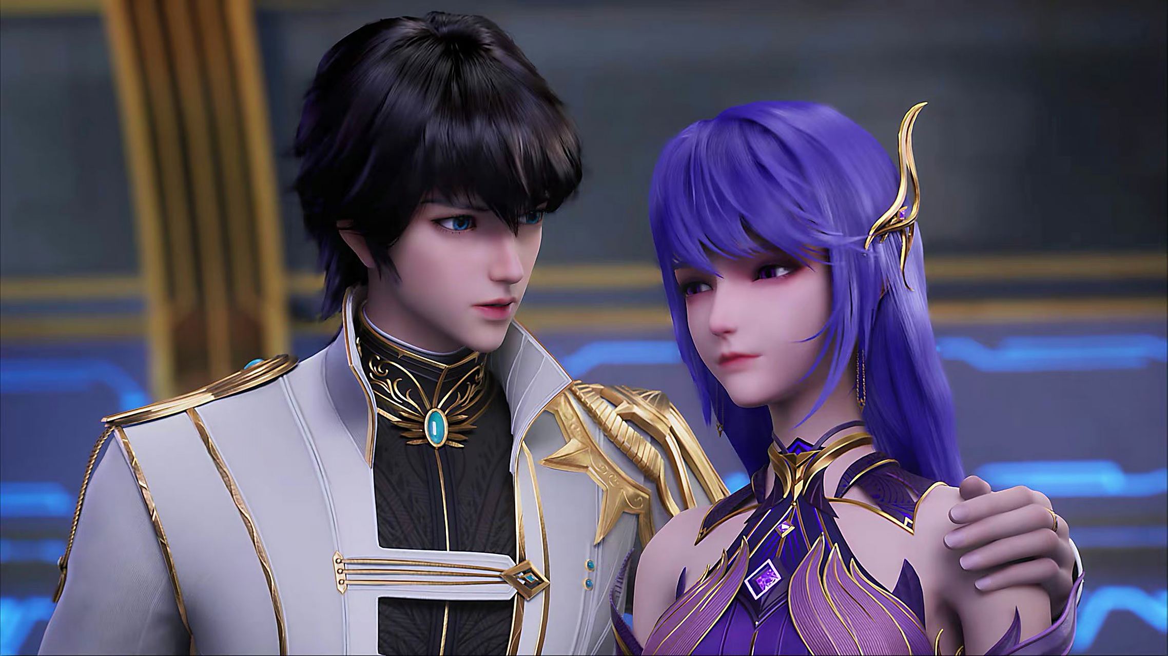 斗罗大陆# #神印王座# 龙皓晨与圣采儿的甜蜜时刻,这对情侣太惹人