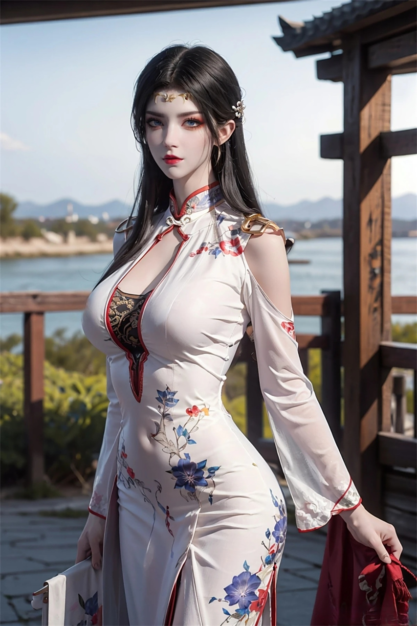 国漫女神# 美杜莎女王换装白色旗袍,尽显性感妩媚动人的身材,散发着
