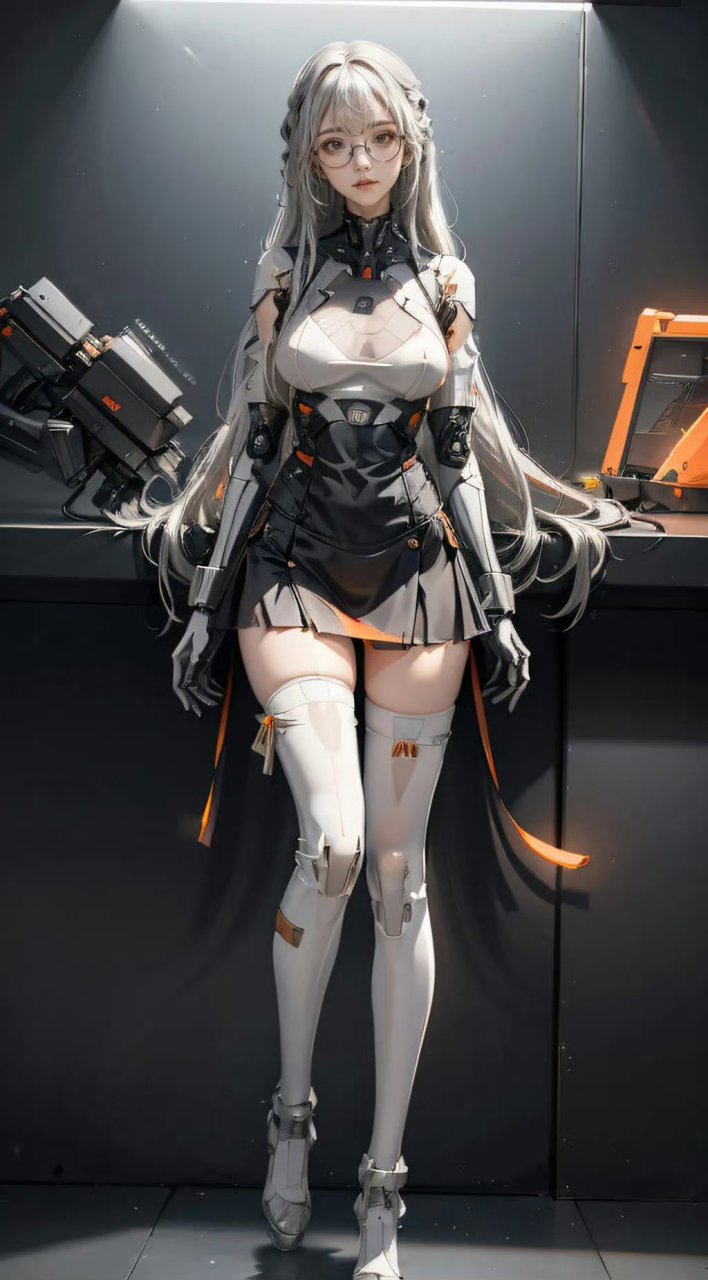 百度ai绘图黑科技# 机械感十足的白发美少女,是否雏动了你的心呢?