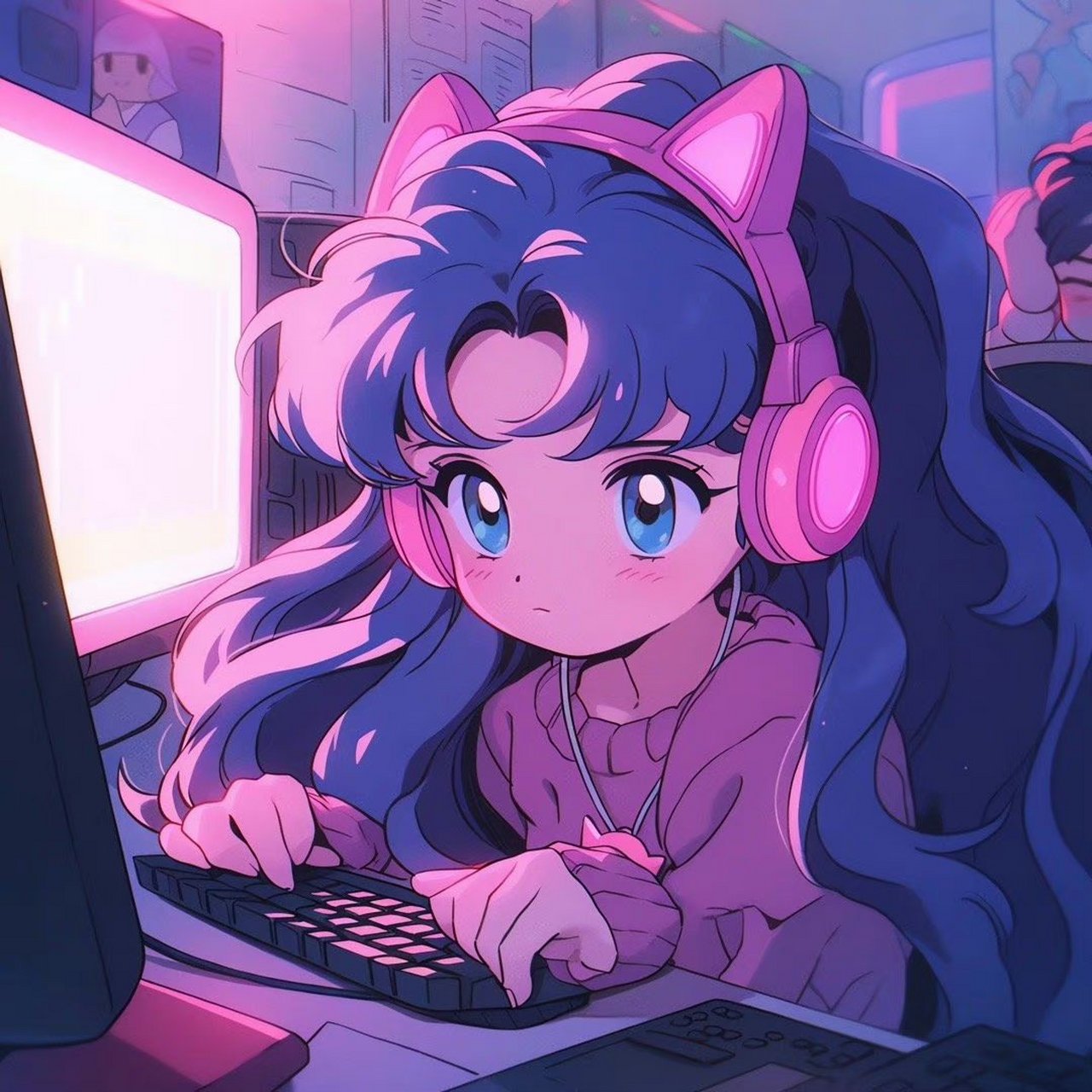 金秋图文动态创作节# #二次元集结号# #动漫头像和壁纸# 粉色系少女