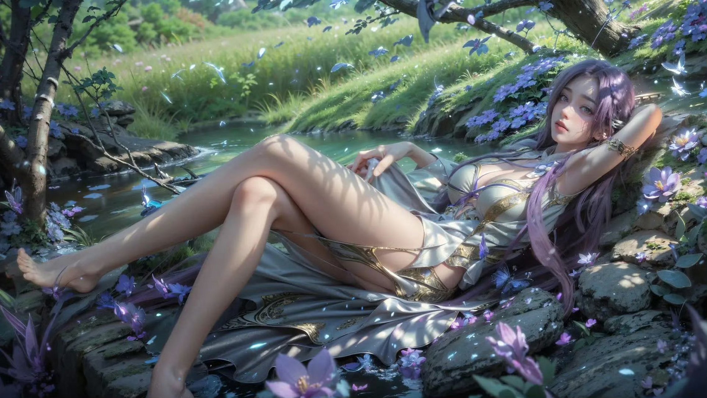 完美世界# 紫衣少女轻盈地走来,身上仿佛笼罩着一股紫色的薄烟,神辉