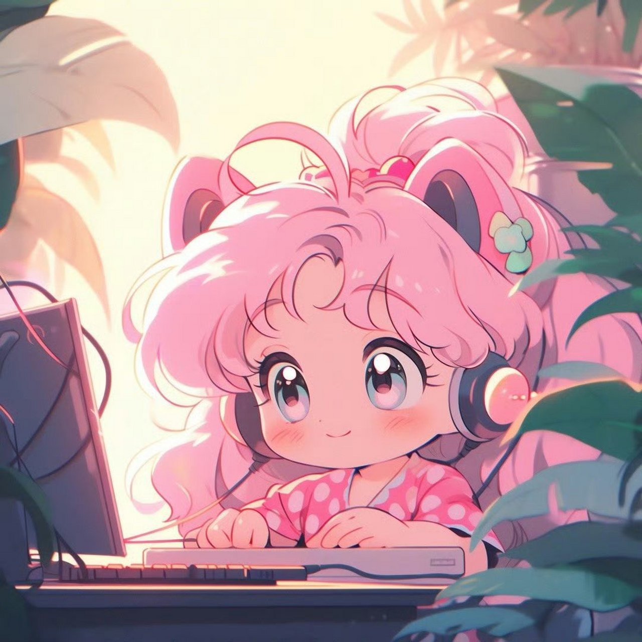 金秋图文动态创作节# #二次元集结号# #动漫头像和壁纸# 粉色系少女