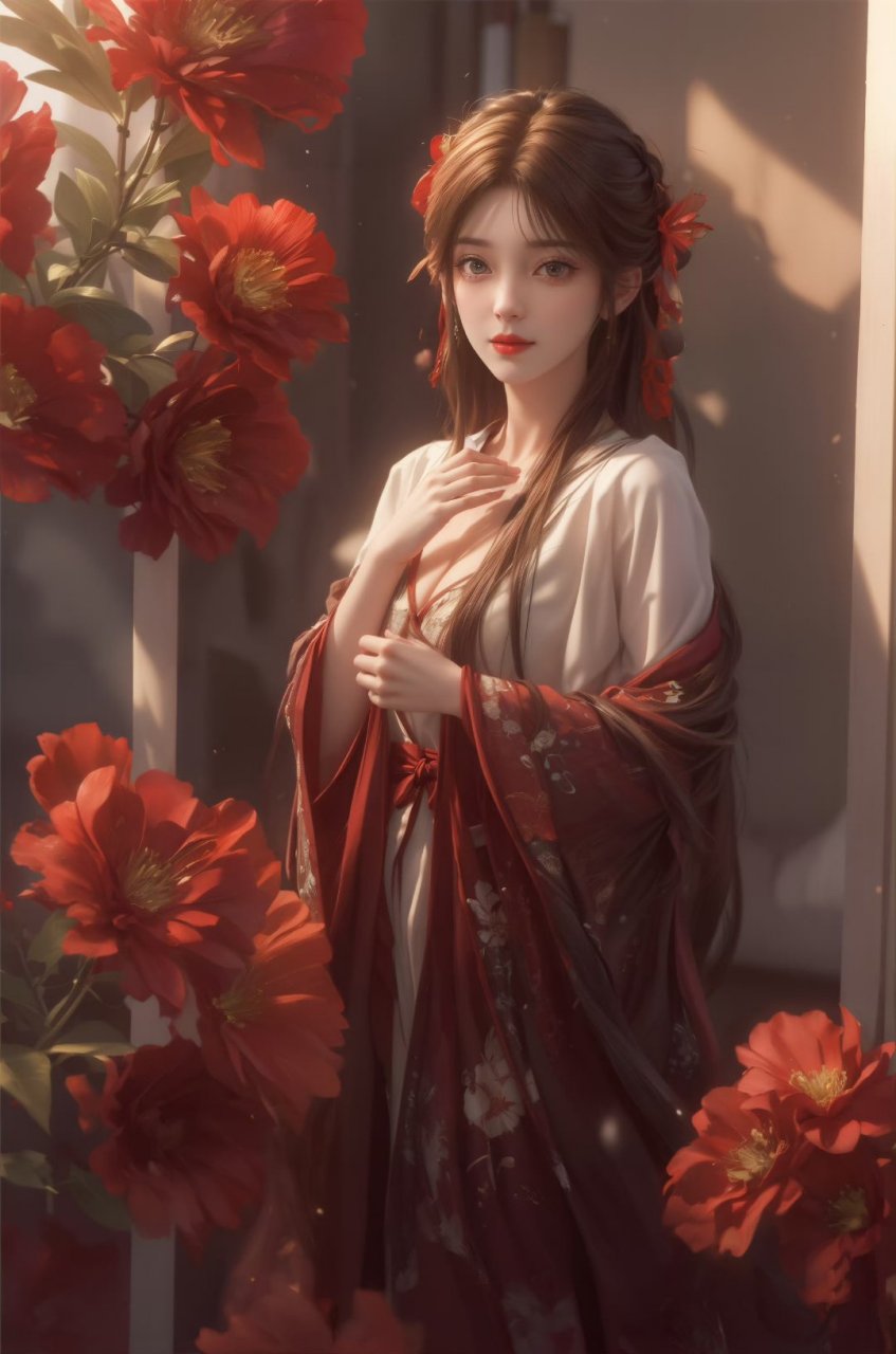 国漫女神# #完美世界# 红红火火古风红装的火灵儿,在这火红桑树下