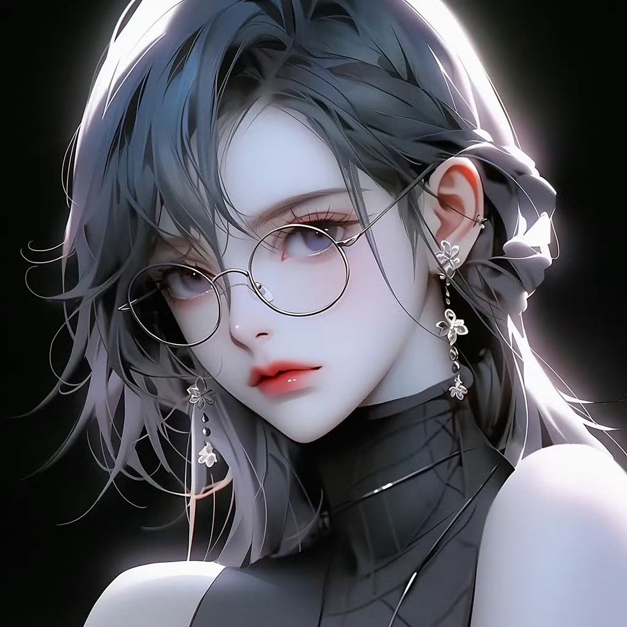 动漫头像和壁纸# 冷艳气质戴眼镜系列女生头像 676767#九月