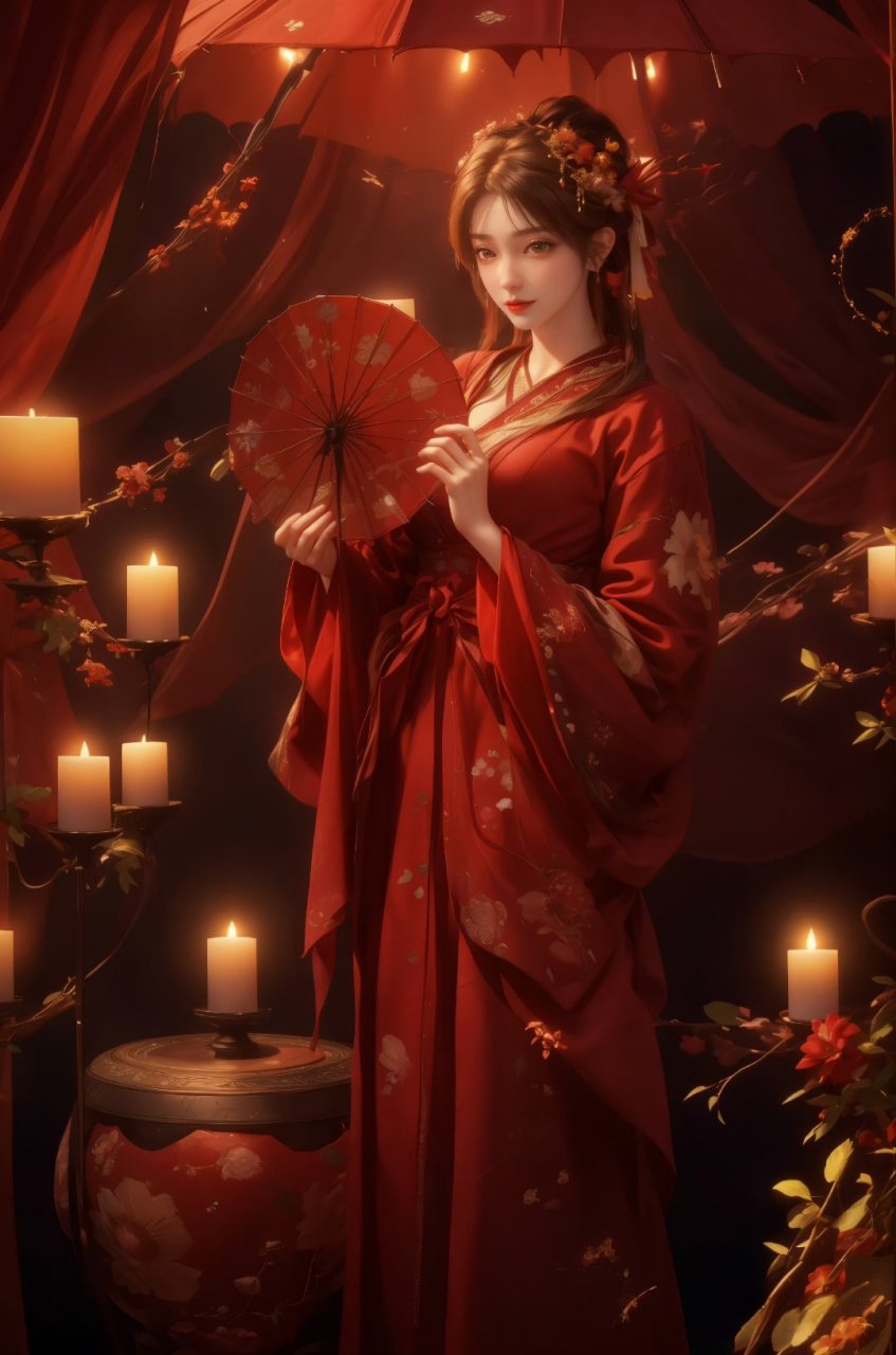 国漫女神# #完美世界# 红红火火古风红装的火灵儿,在这火红桑树下