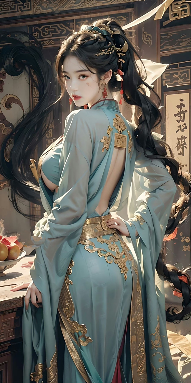 ai绘画# 古风美少女,尽显完美的身材.