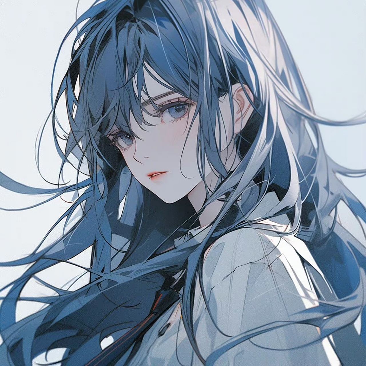 动漫头像# 忧郁的蓝色系女生动漫头像
