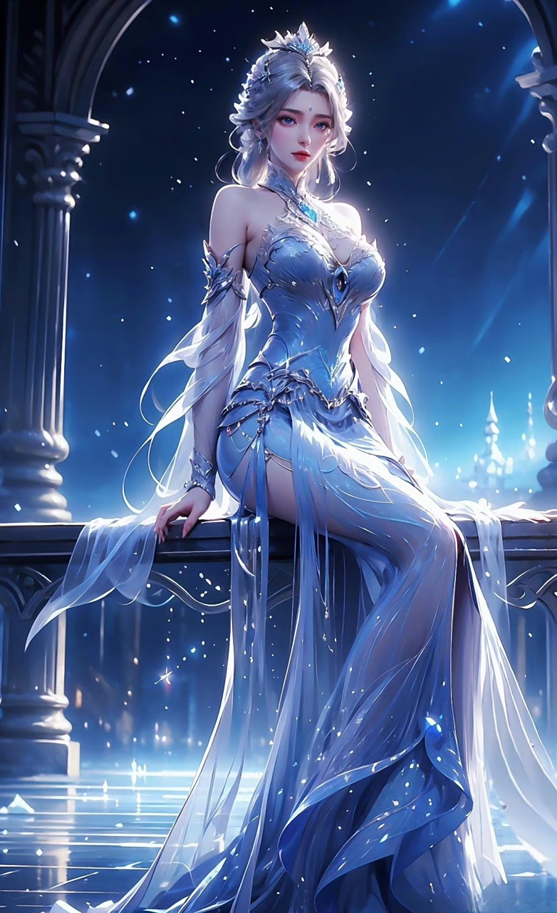 月婵仙子穿上这款蓝色长裙,犹如优雅高贵的公主.大家觉得怎么样呢?