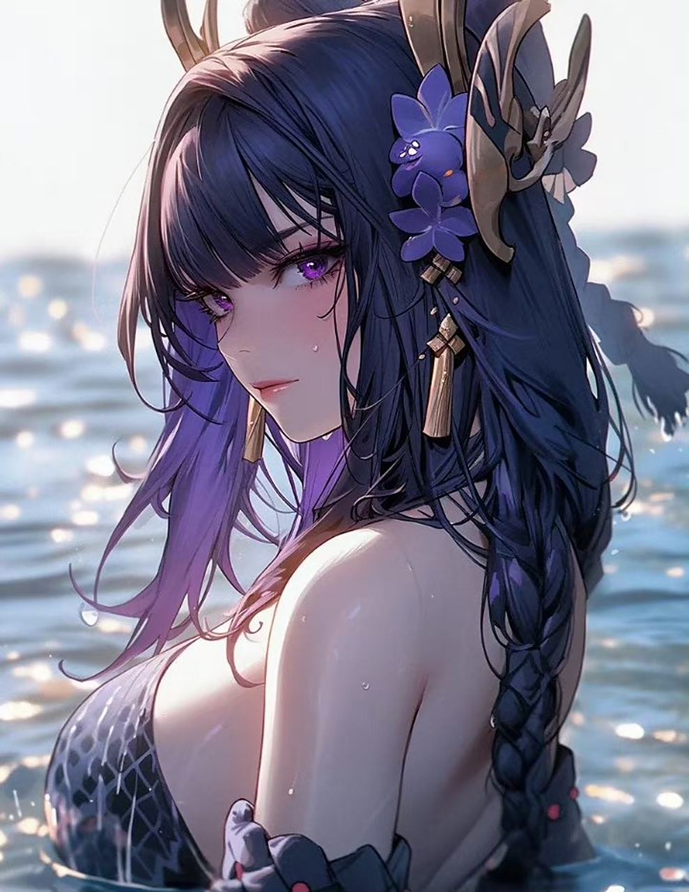 原神# 雷电将军出水芙蓉照,一个回眸的眼神是否触动你的心.