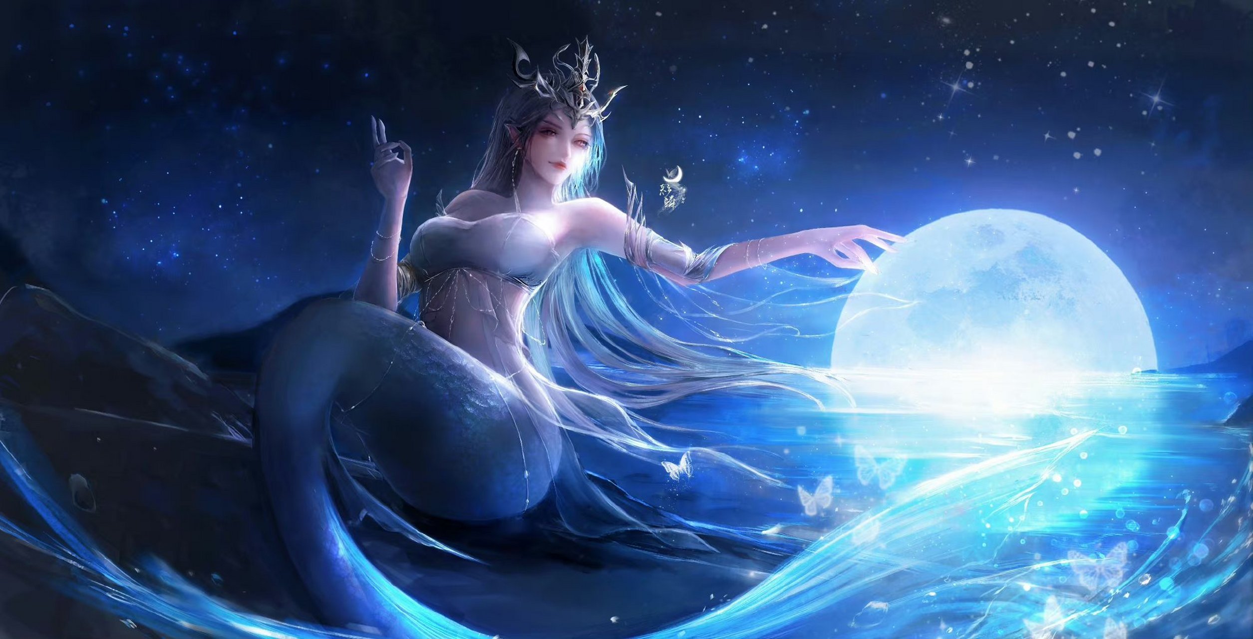 斗破苍穹#美杜莎女王兰色系列,皎洁的月光之下有美不胜收.