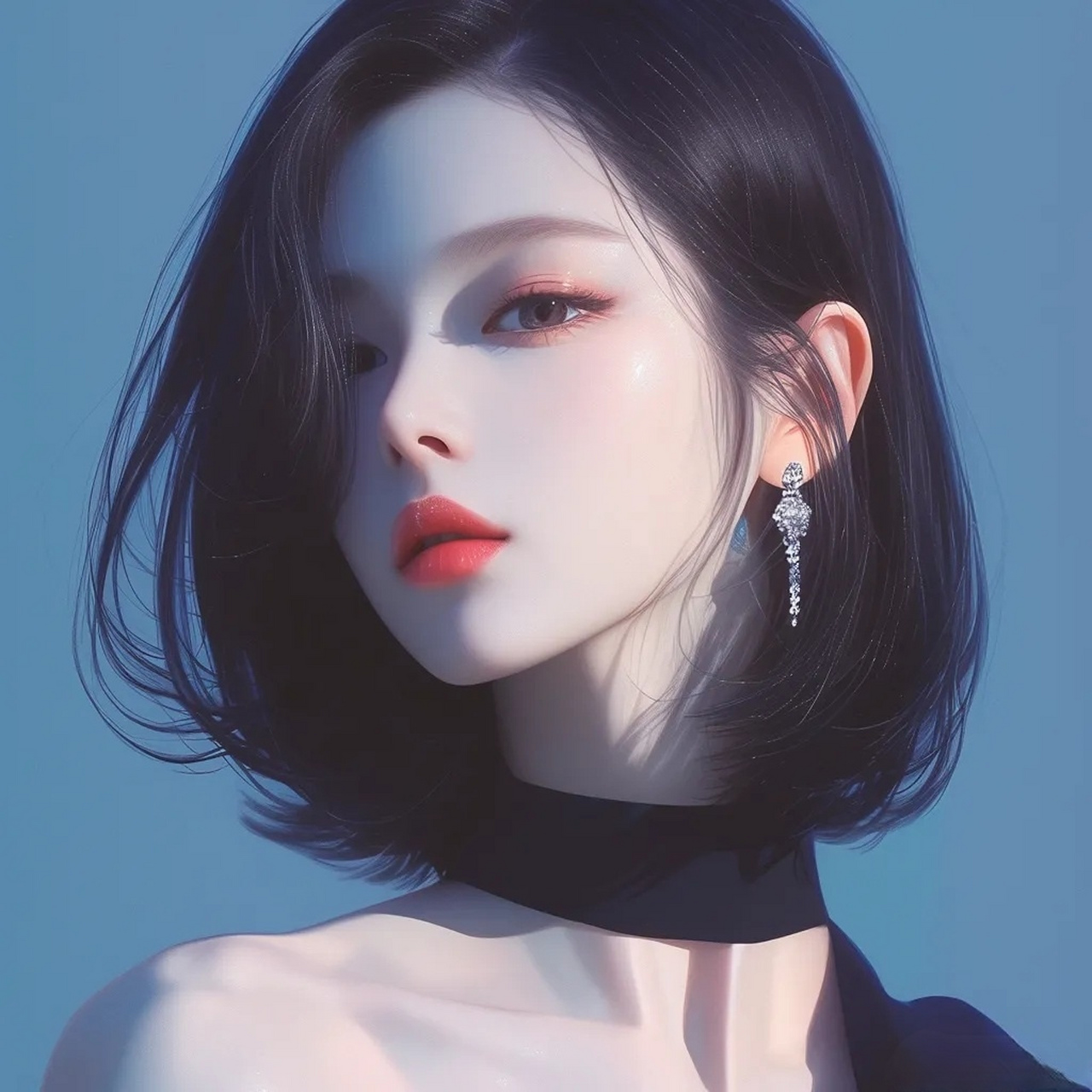 动漫头像和壁纸# 清冷纯欲风黑色系短发女生头像 ​​​
