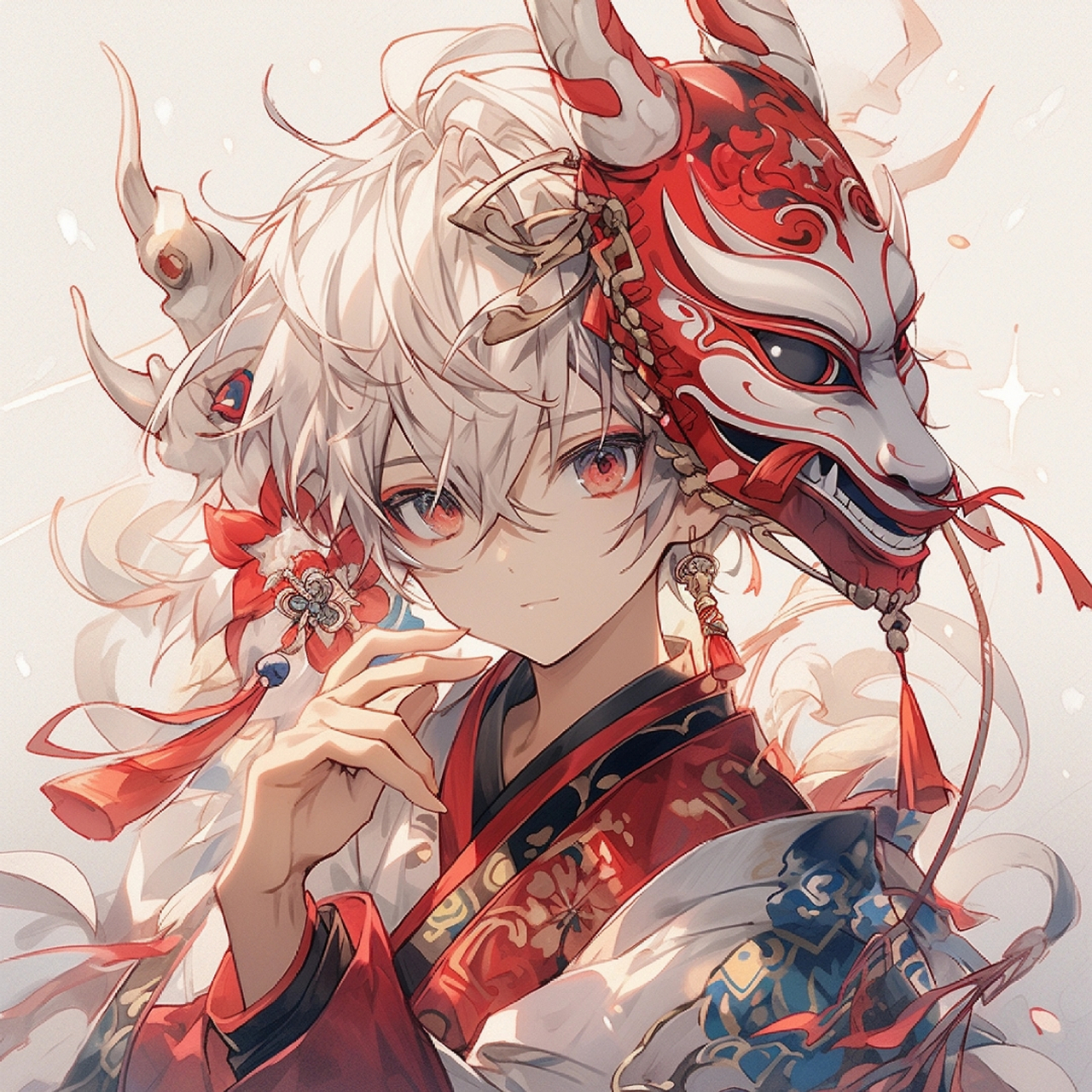 动漫头像和壁纸# 狐狸面具男生专属头像,等待你来领取哦!