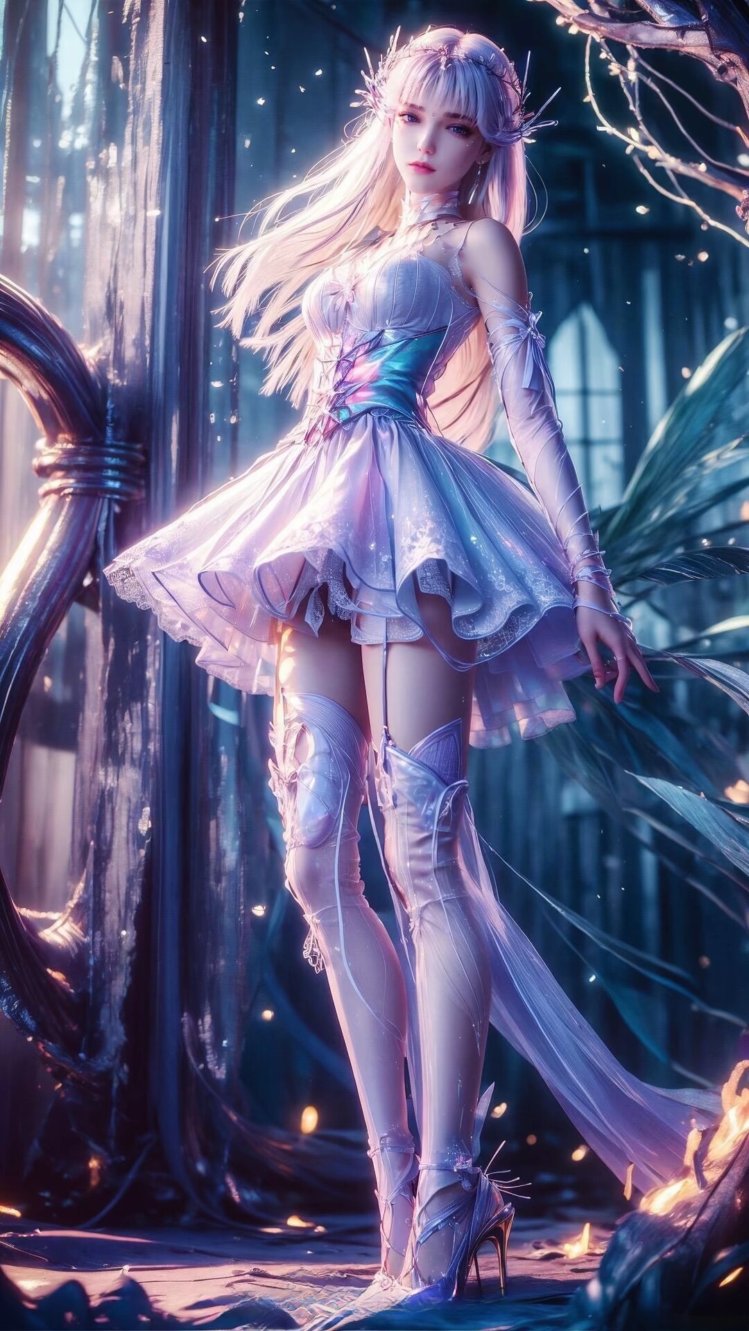 国漫女神# #斗破苍穹# 亭亭玉立笔直修长大长腿的白衣白发女神小医 