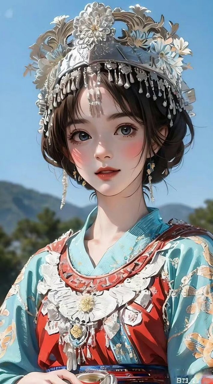 国风元素,你喜欢的苗族少女#ai绘画