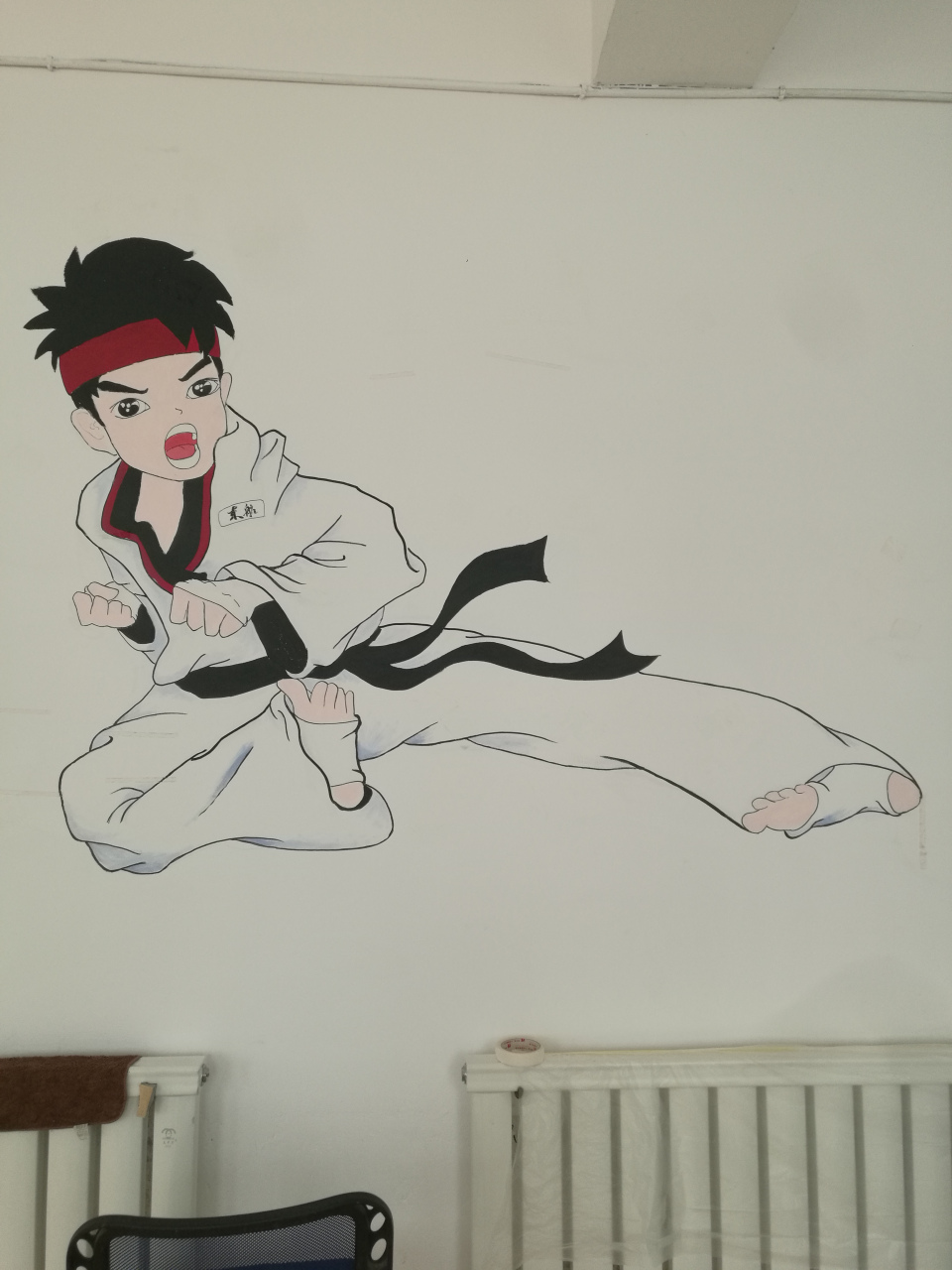之前帮朋友的跆拳道馆画的墙体绘画.