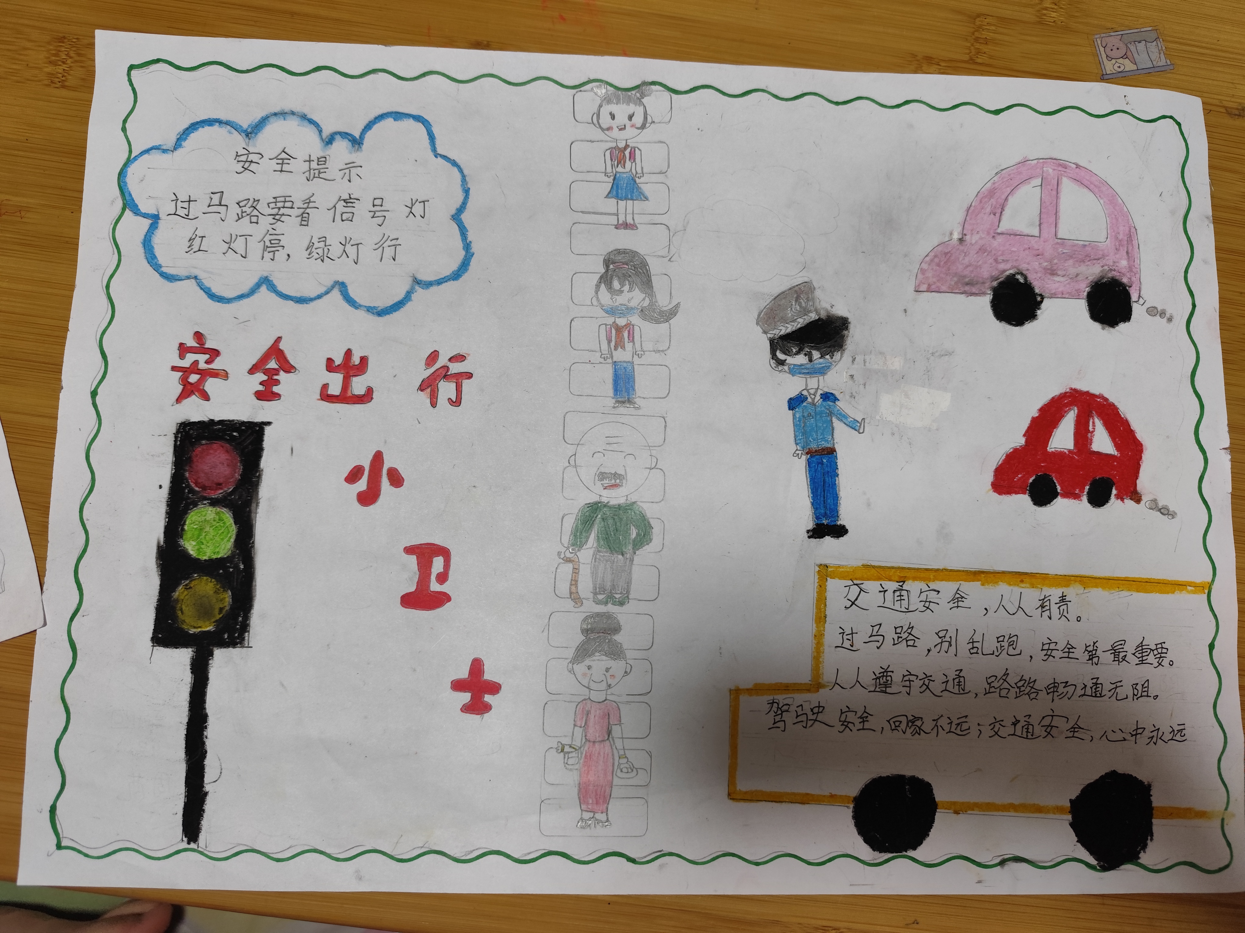 安全交通手抄报,安全出行小卫士#交通安全# #画画交流组