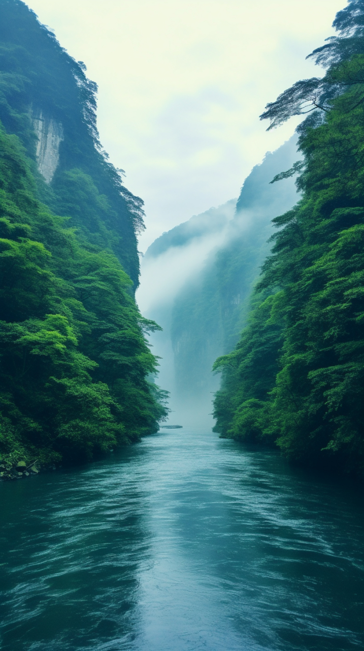 山青水秀画卷开,绿树成荫展翠屏.山峦起伏入画中,云雾缭绕梦境深.