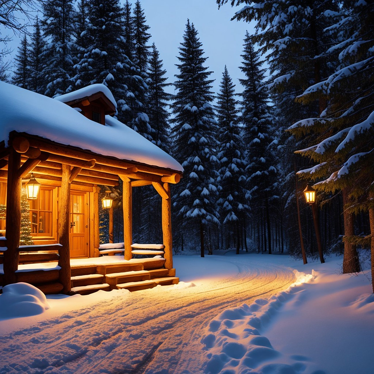 "冬日的黄昏,雪花飘舞,我坐在雪中小屋,感受那份宁静与诗意