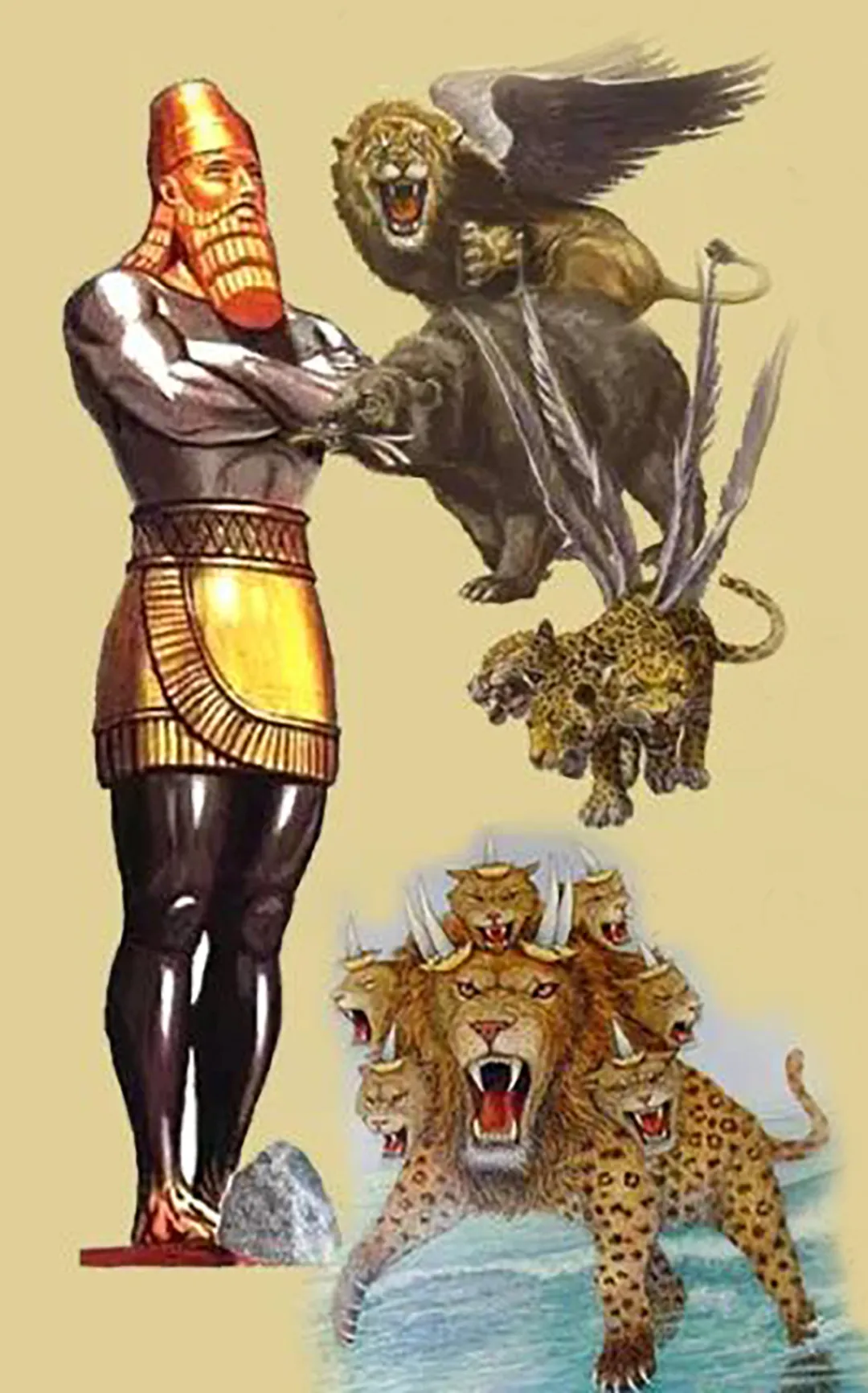 巴比伦王尼布甲尼撒梦见了一个巨像,代表地上历代霸主君王发展史,最后