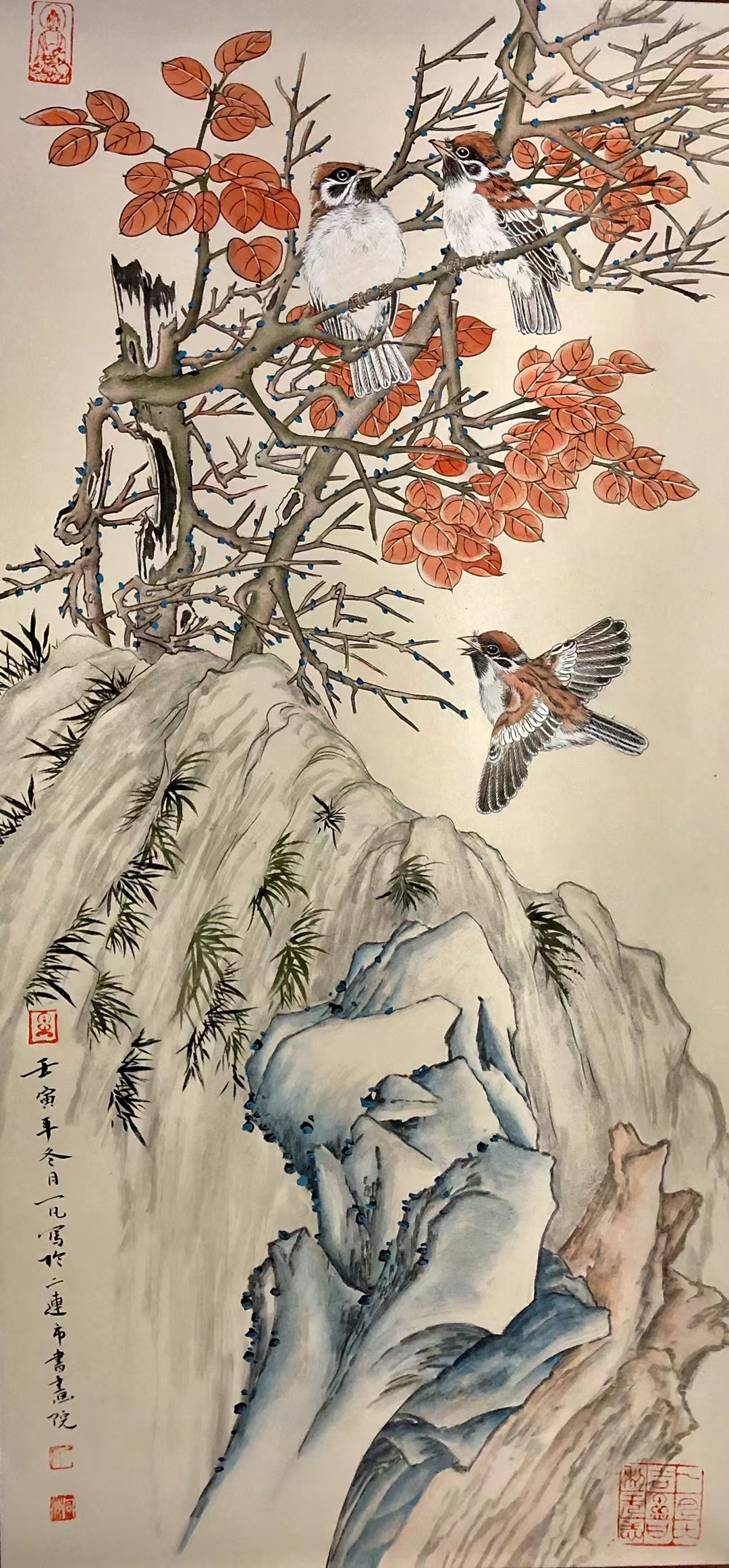 每日国画欣赏  秋意浓,飞鸟与山川共舞,岁月静好.