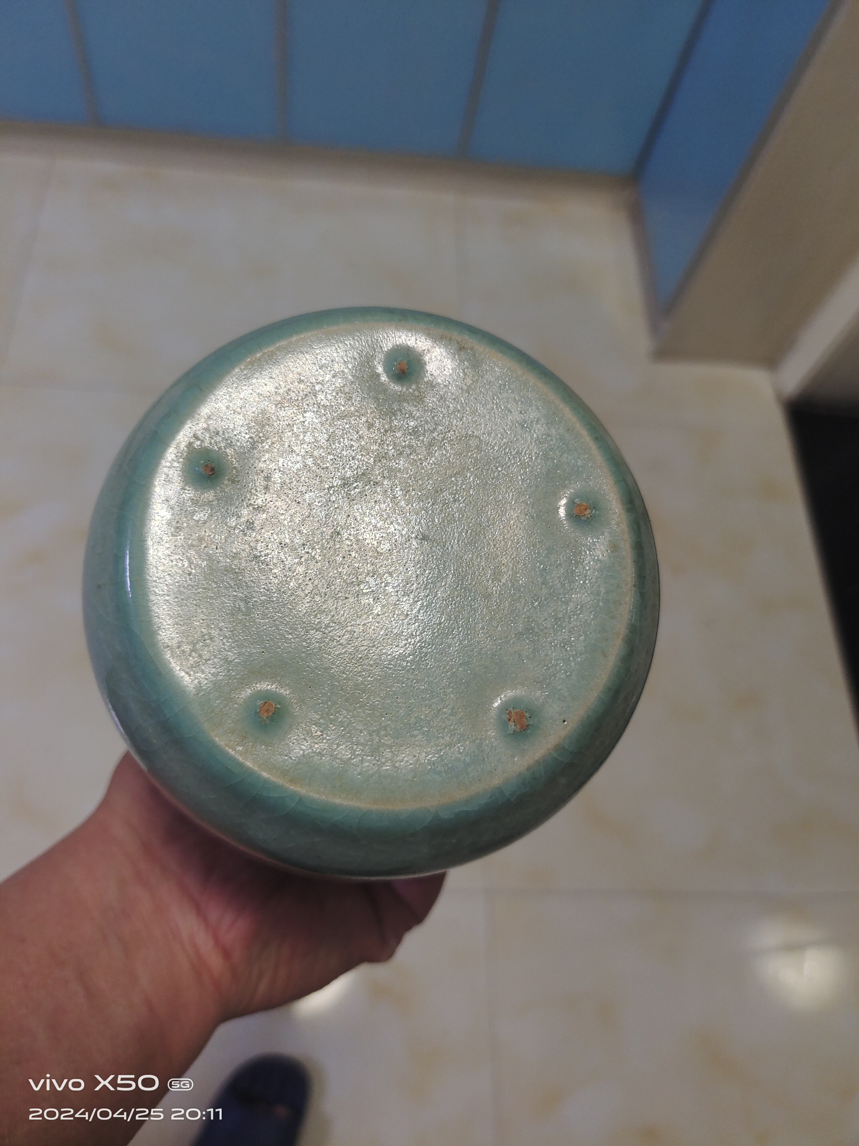 清代仿汝瓷天青釉棒槌瓶