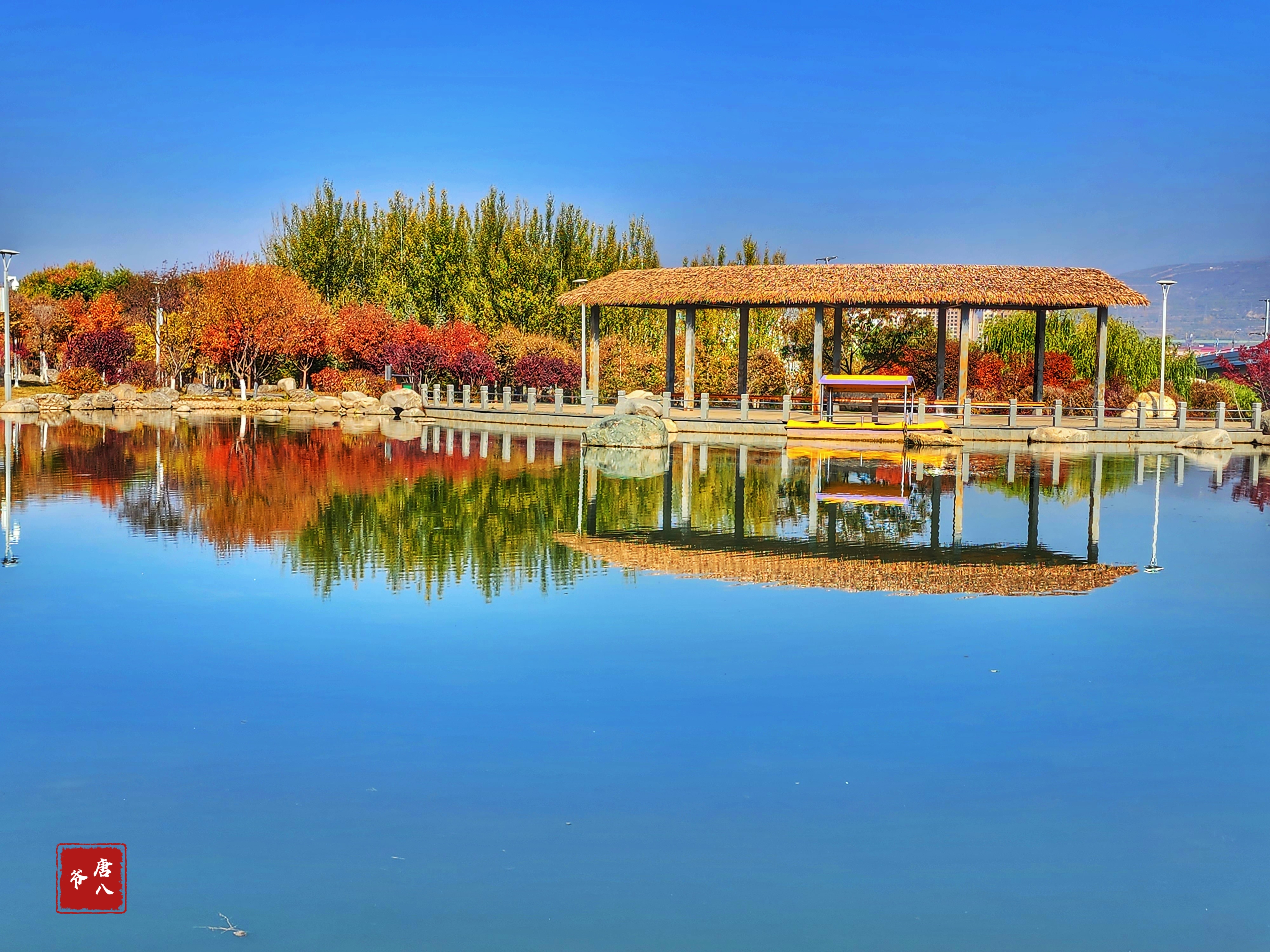 秋日的西宁城市公园美景