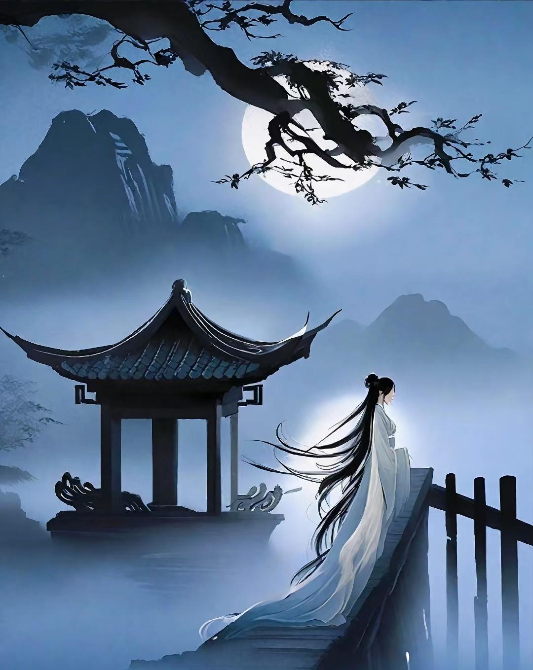 《静夜思卿》  倚栏听风空对月  飞花入梦忆红颜  千丝万缕百消愁