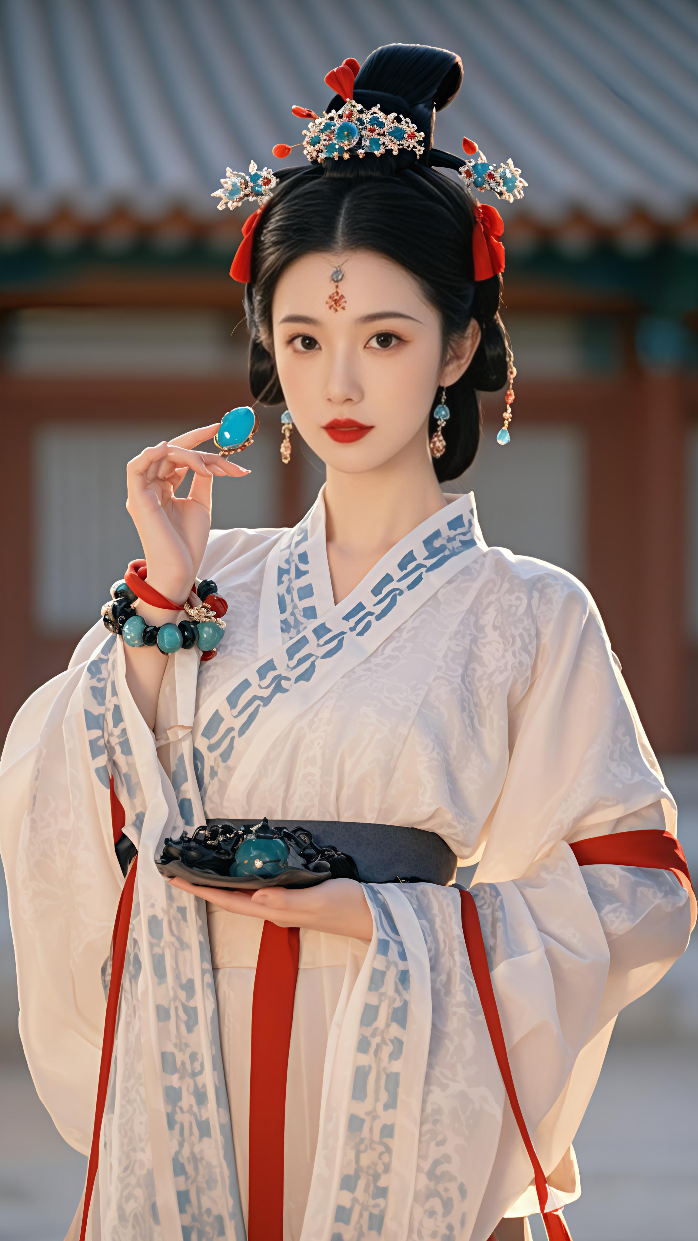 本期主题:战国时期韩国美人 服饰: 韩女着交领襦裙,36d酥胸若影若现