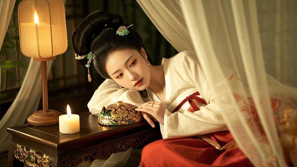 月白中衣滑落半臂; 露出凝脂般的圆润肩头,她倚着