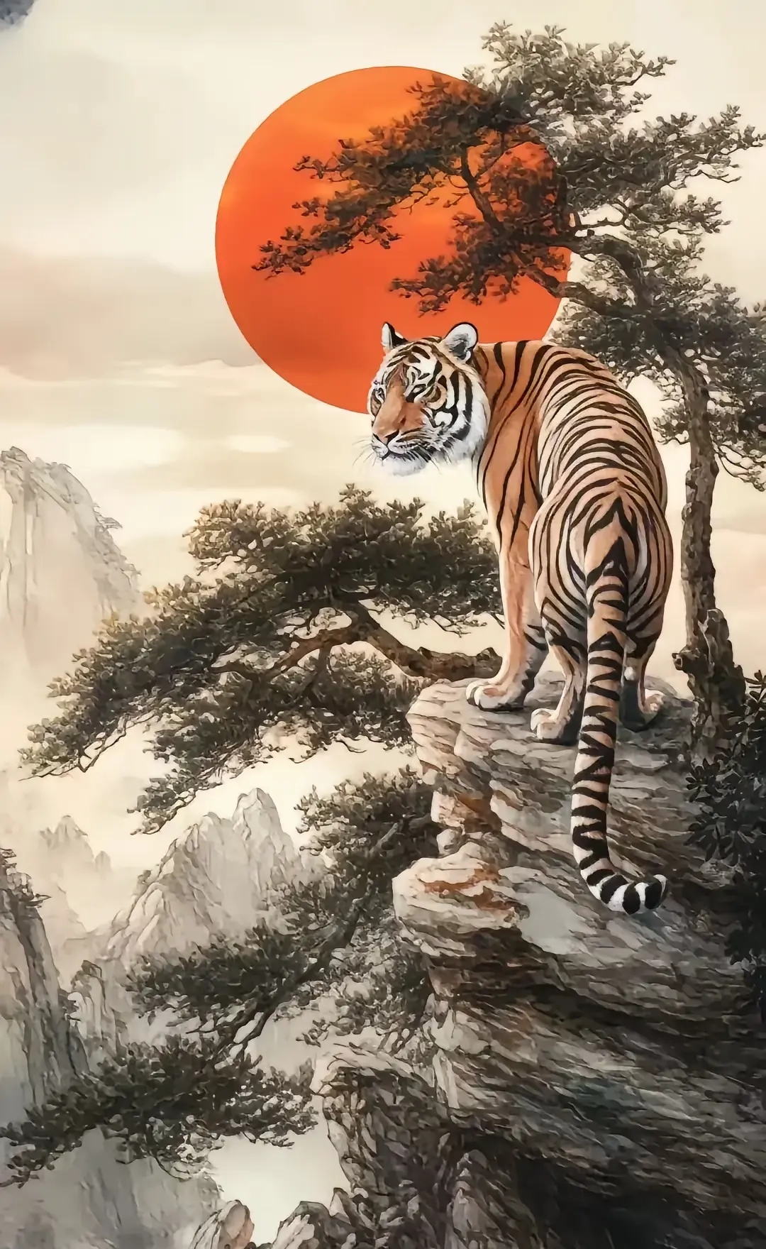 山巅虎影,夕阳红霞映画中.#记录真实生活