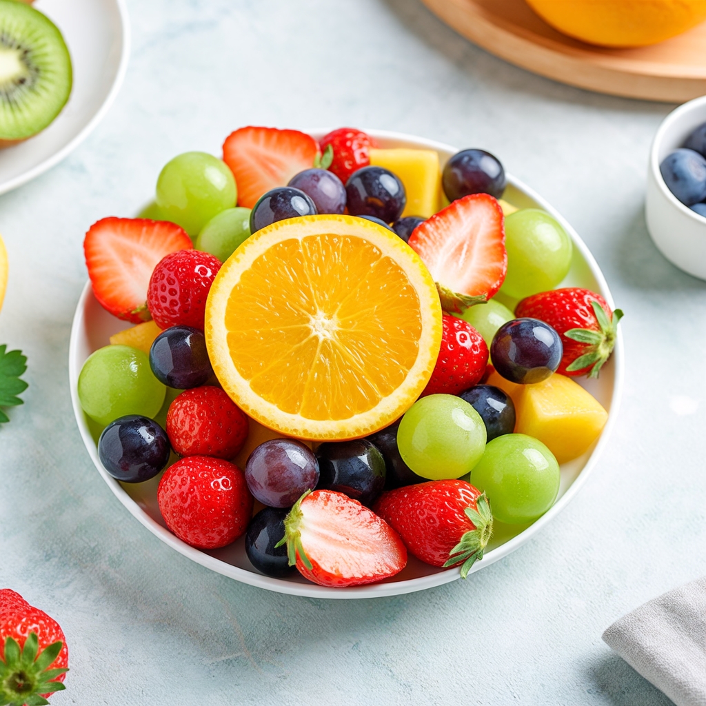 阳光透过纱帘洒在餐桌上,这盘夏日水果拼盘瞬间点亮了整个早晨