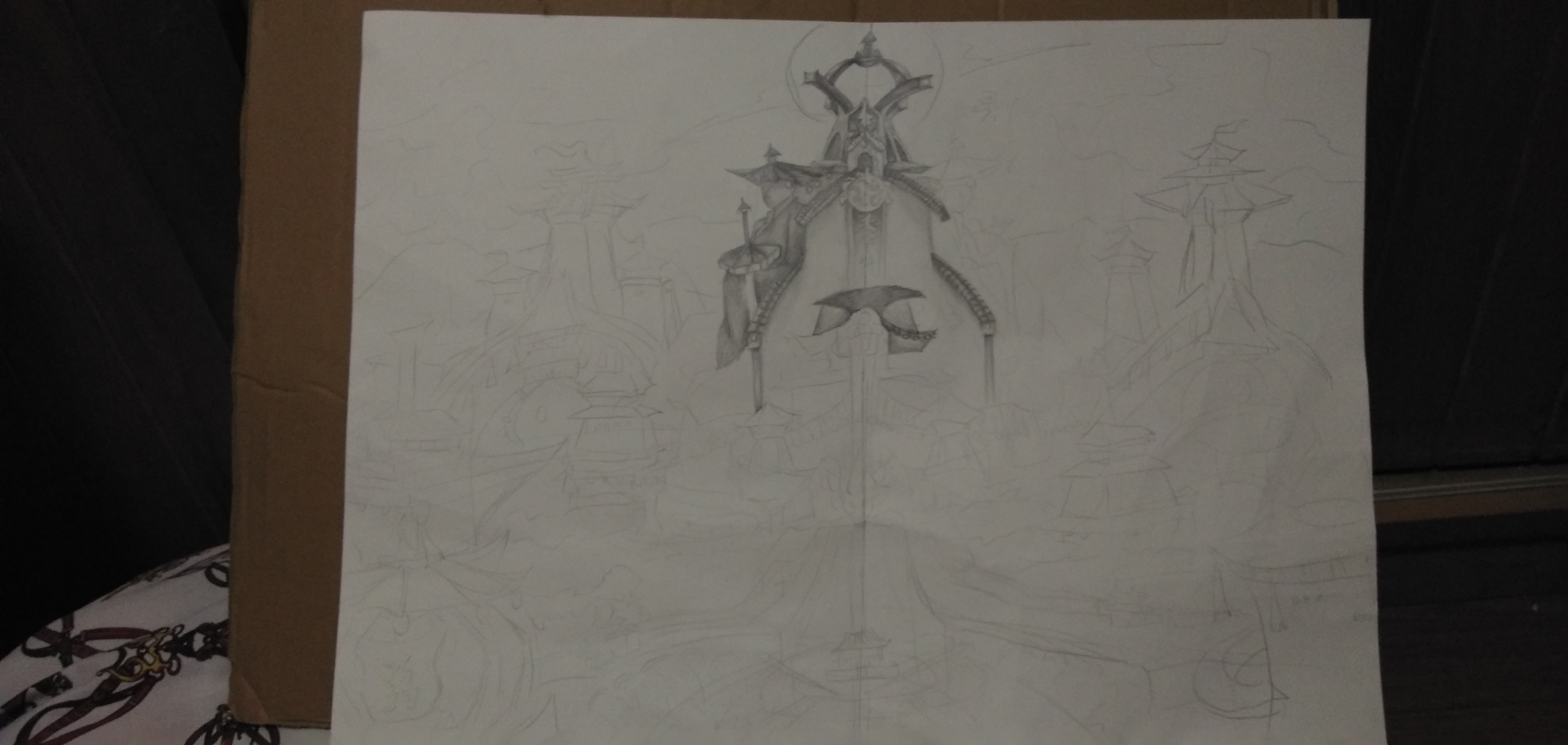 玄武国全景图真难画 ,但是颜色也就涂了那么一点点,不敢涂彩色 .