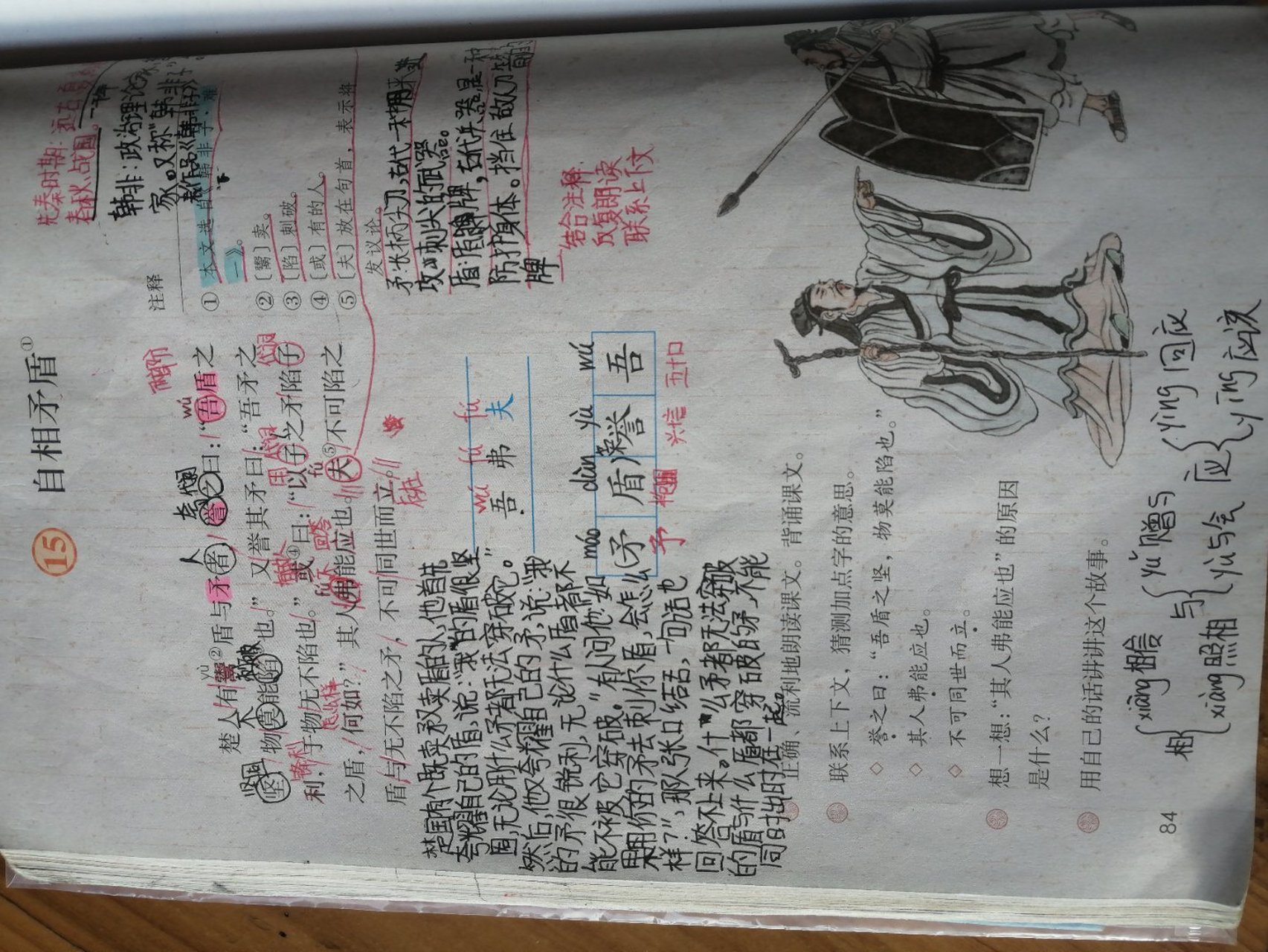 五年级下册语文第十五课《自相矛盾》笔记.(字丑勿喷)