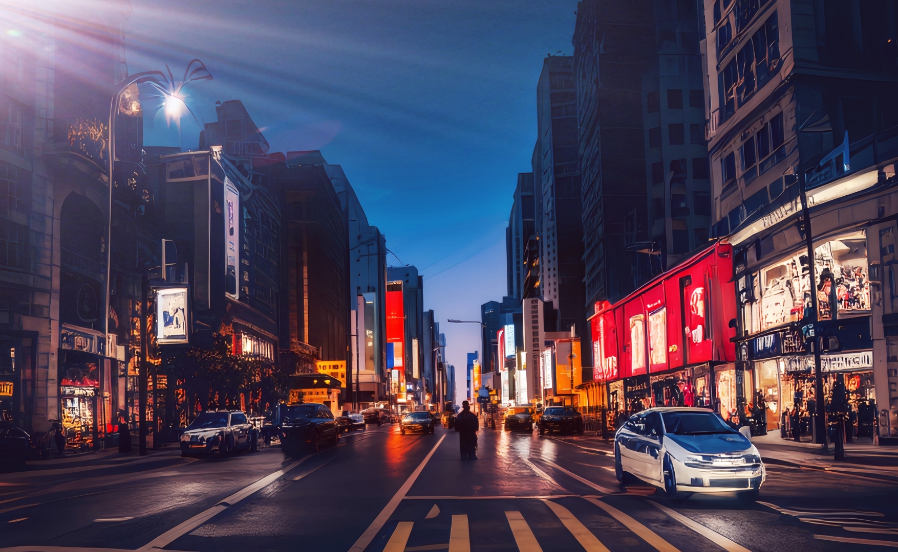 城市的街道,在夜的怀抱中苏醒,绽放无尽的繁华.