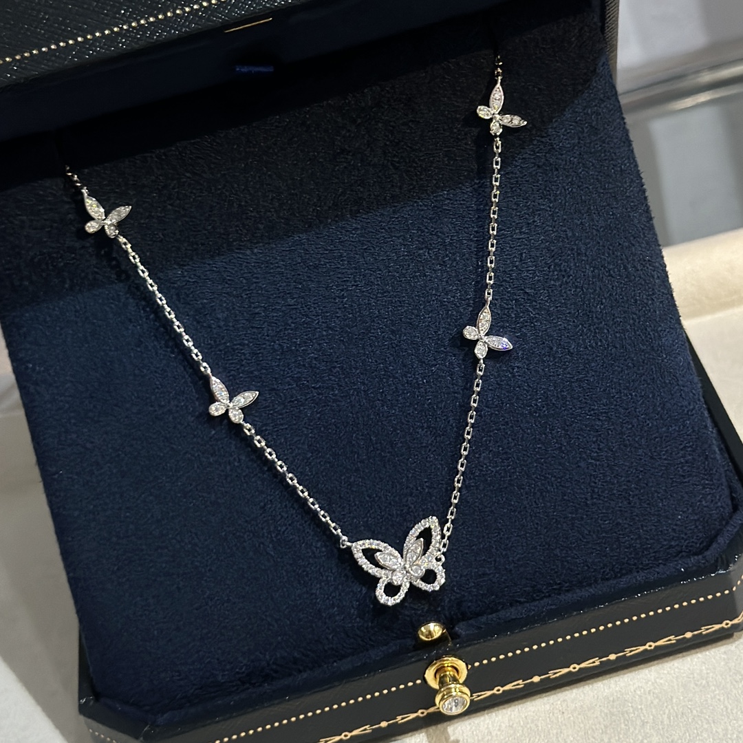 p148 95超级火爆 格拉夫 princess满钻 五蝴蝶 项链 高级珠宝的设计