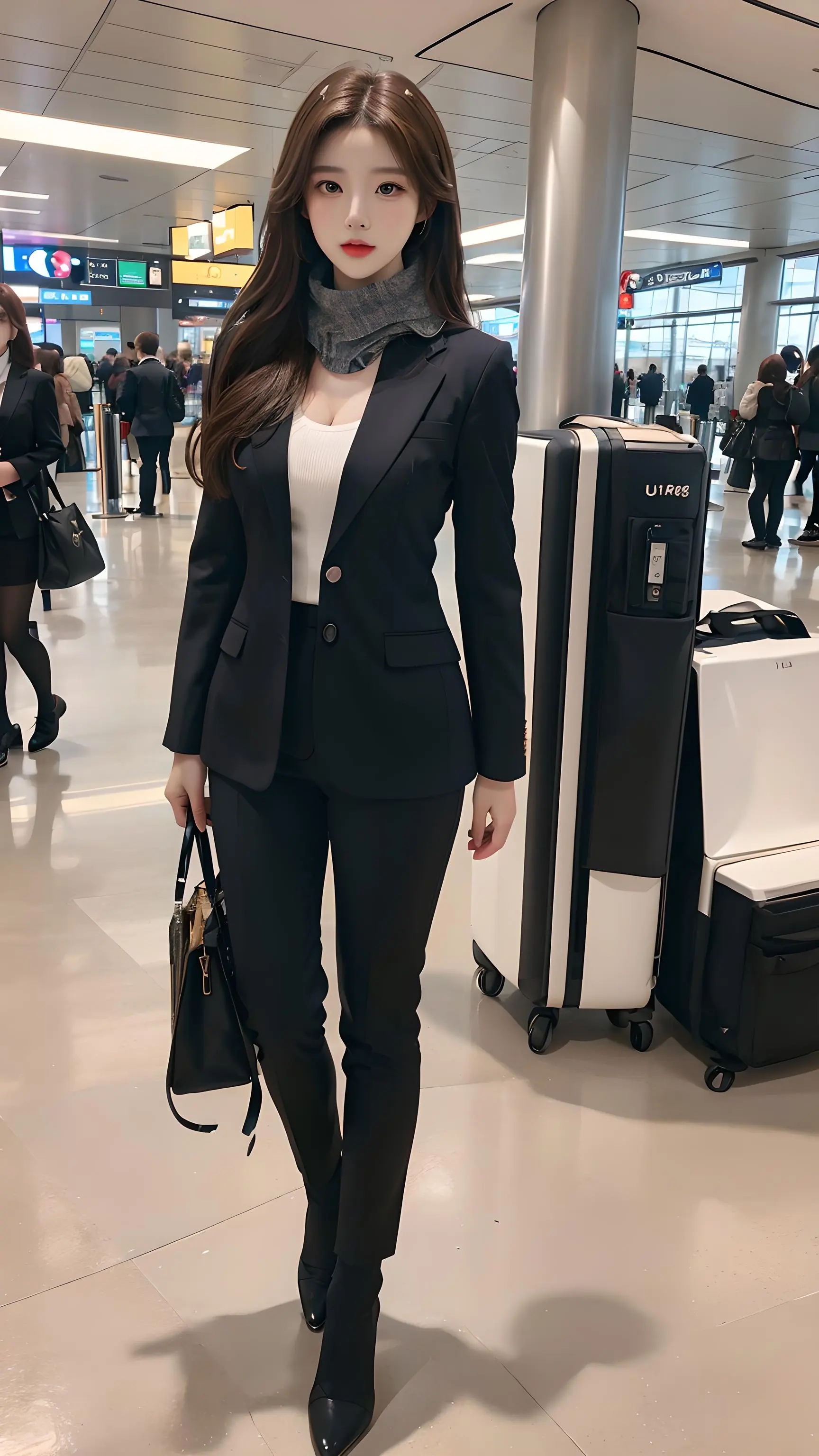 黑衣白衬衫,红唇马尾辫,97气场全开!