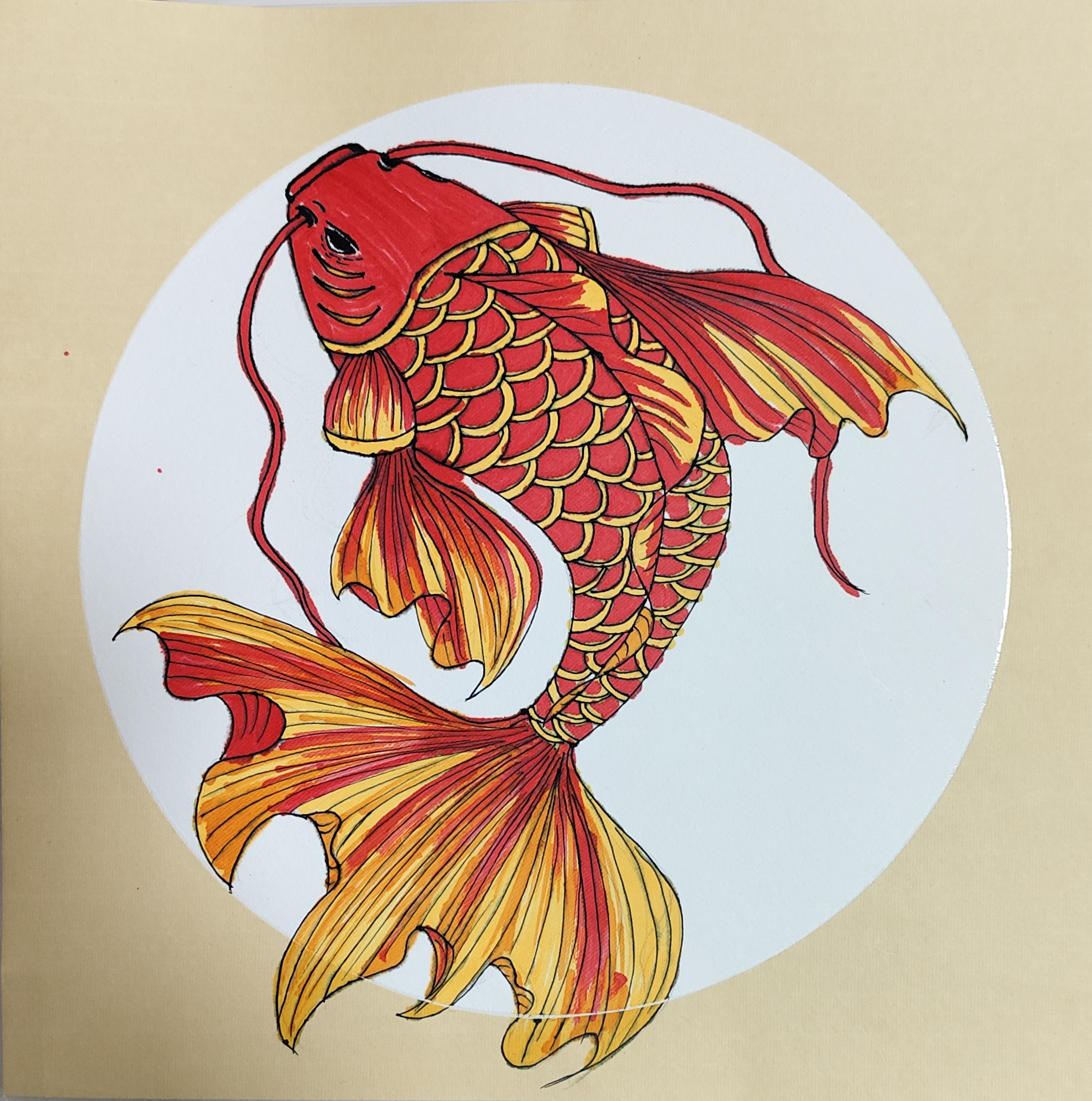 锦鲤创意画#少儿创意美术 #锦鲤#年年有鱼 #一步一步画 #新年福气签