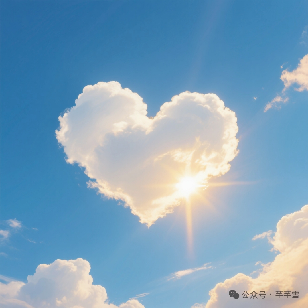 抬头看,心形的云朵在蓝天中为你我闪耀,仿佛大自然也充满了爱,与你